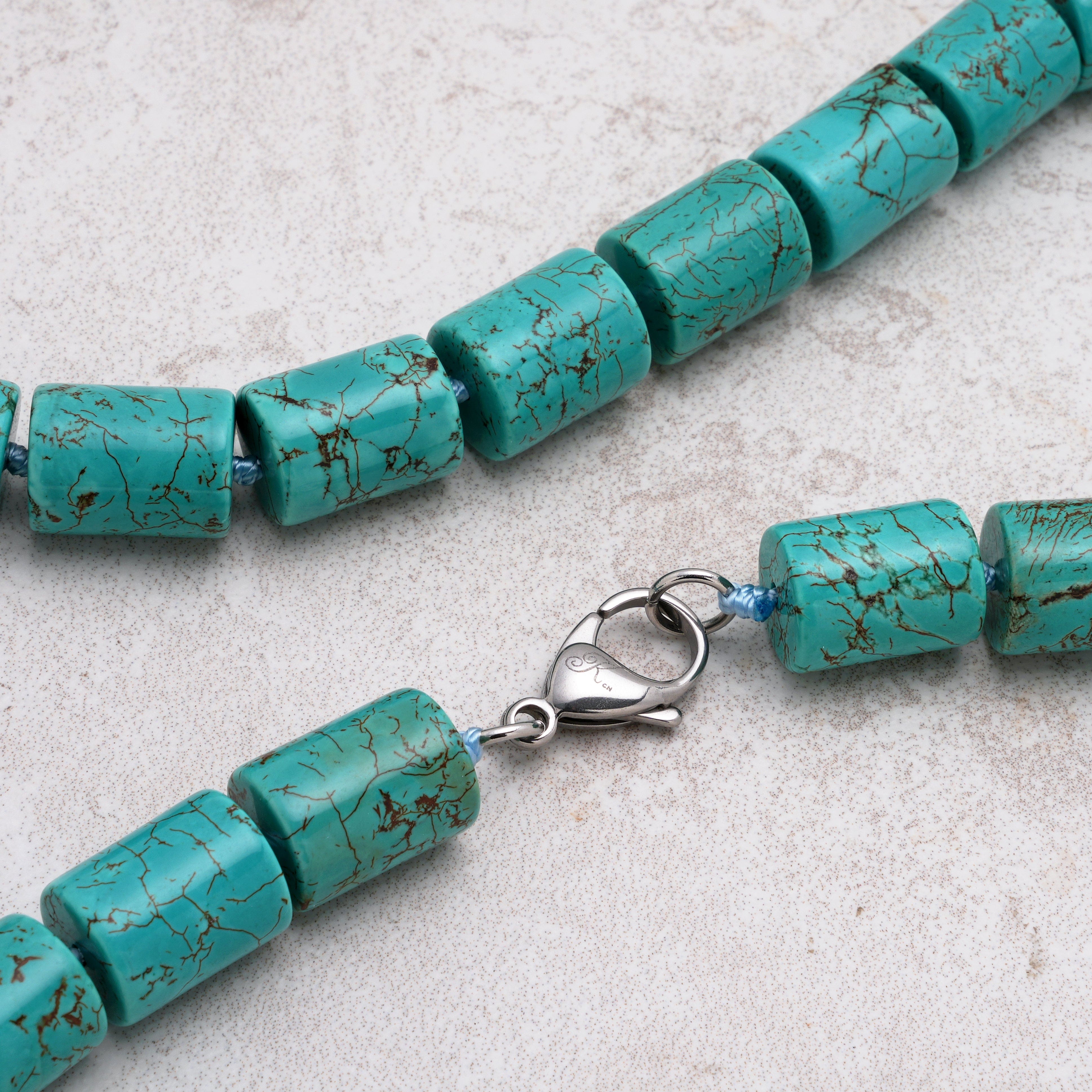 KALIFANO Gemstone Jewelry Howlite Turquoise 12x16mm Necklace With Stainless Steel Clasp - 24" HTN-12