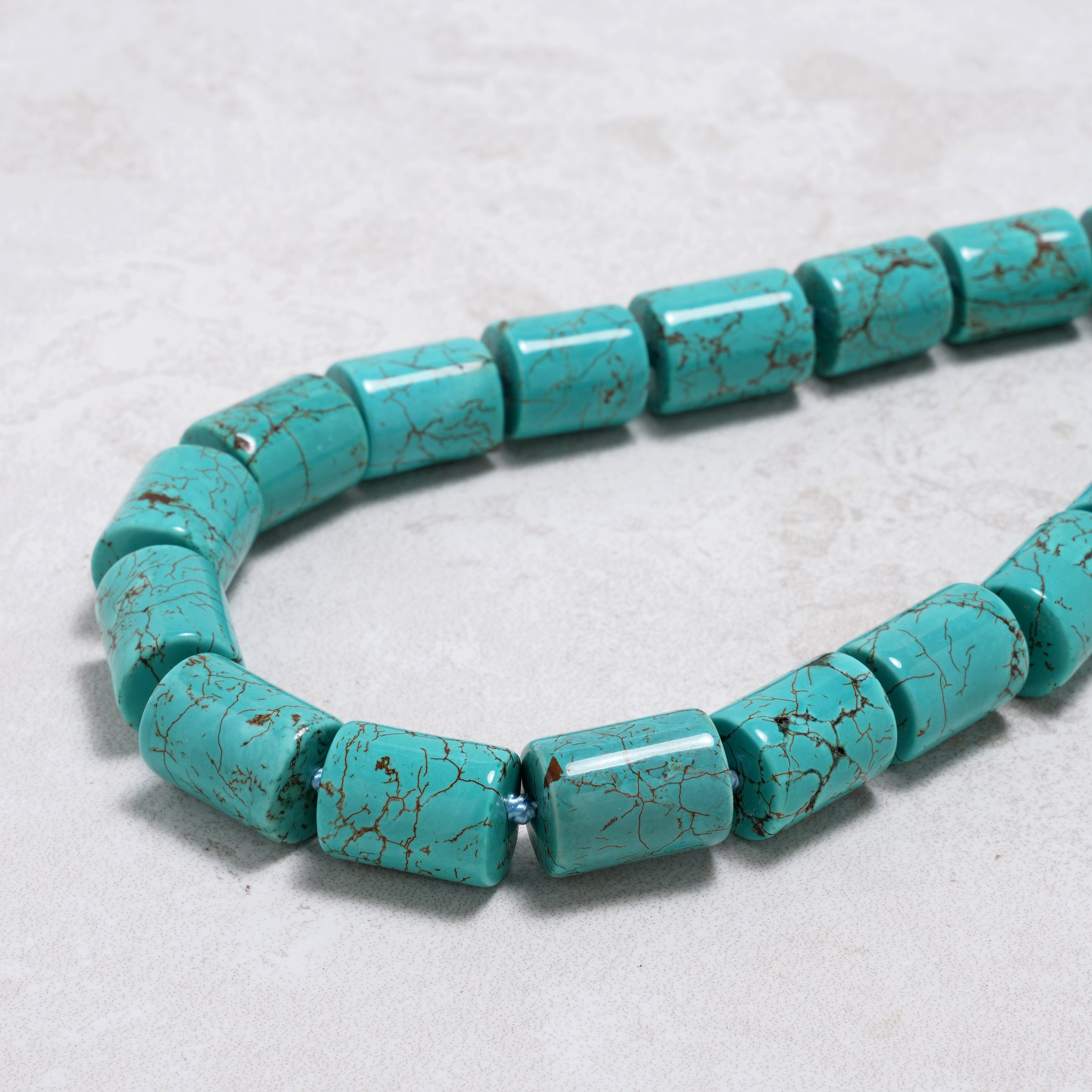 KALIFANO Gemstone Jewelry Howlite Turquoise 12x16mm Necklace With Stainless Steel Clasp - 24" HTN-12