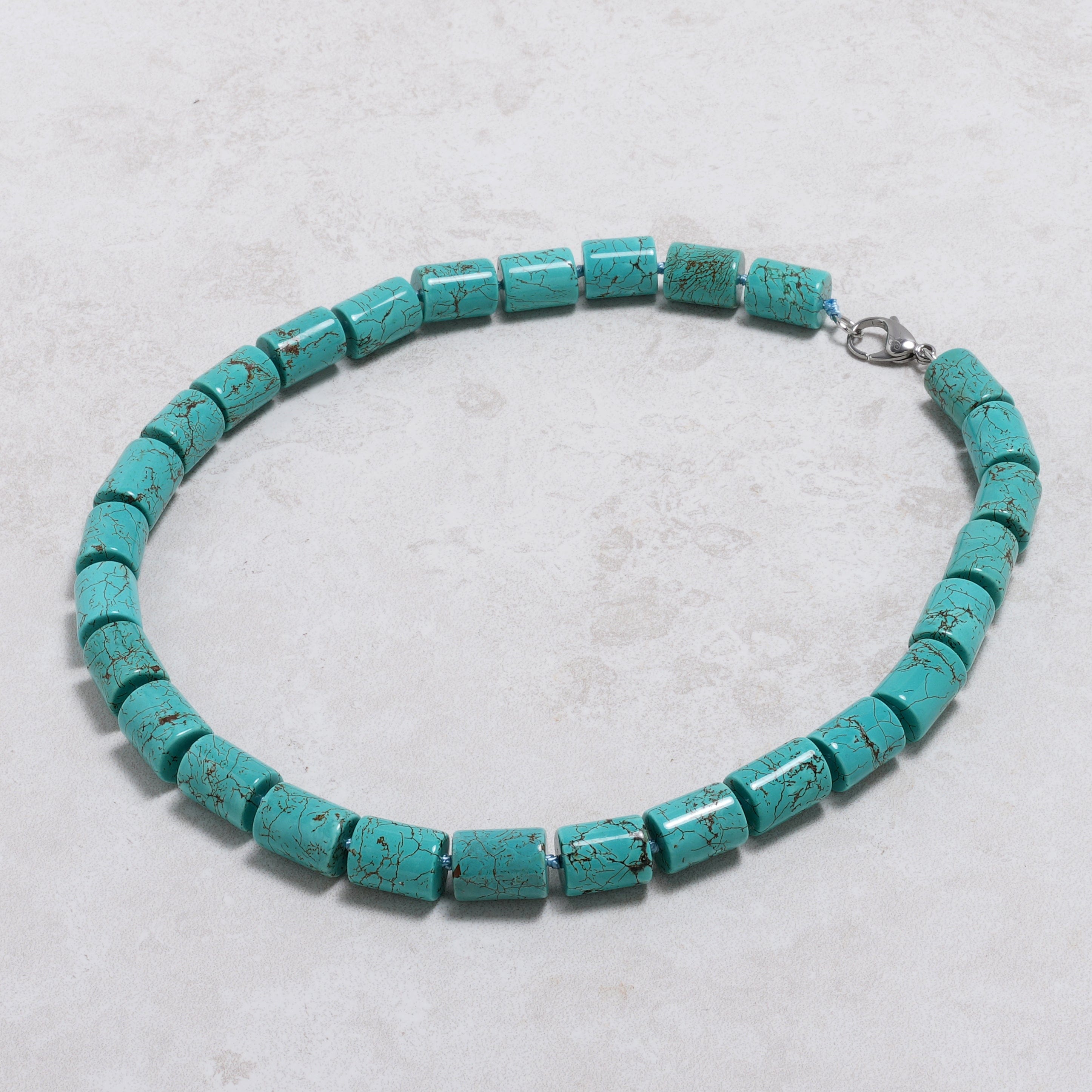 KALIFANO Gemstone Jewelry Howlite Turquoise 12x16mm Necklace With Stainless Steel Clasp - 24" HTN-12
