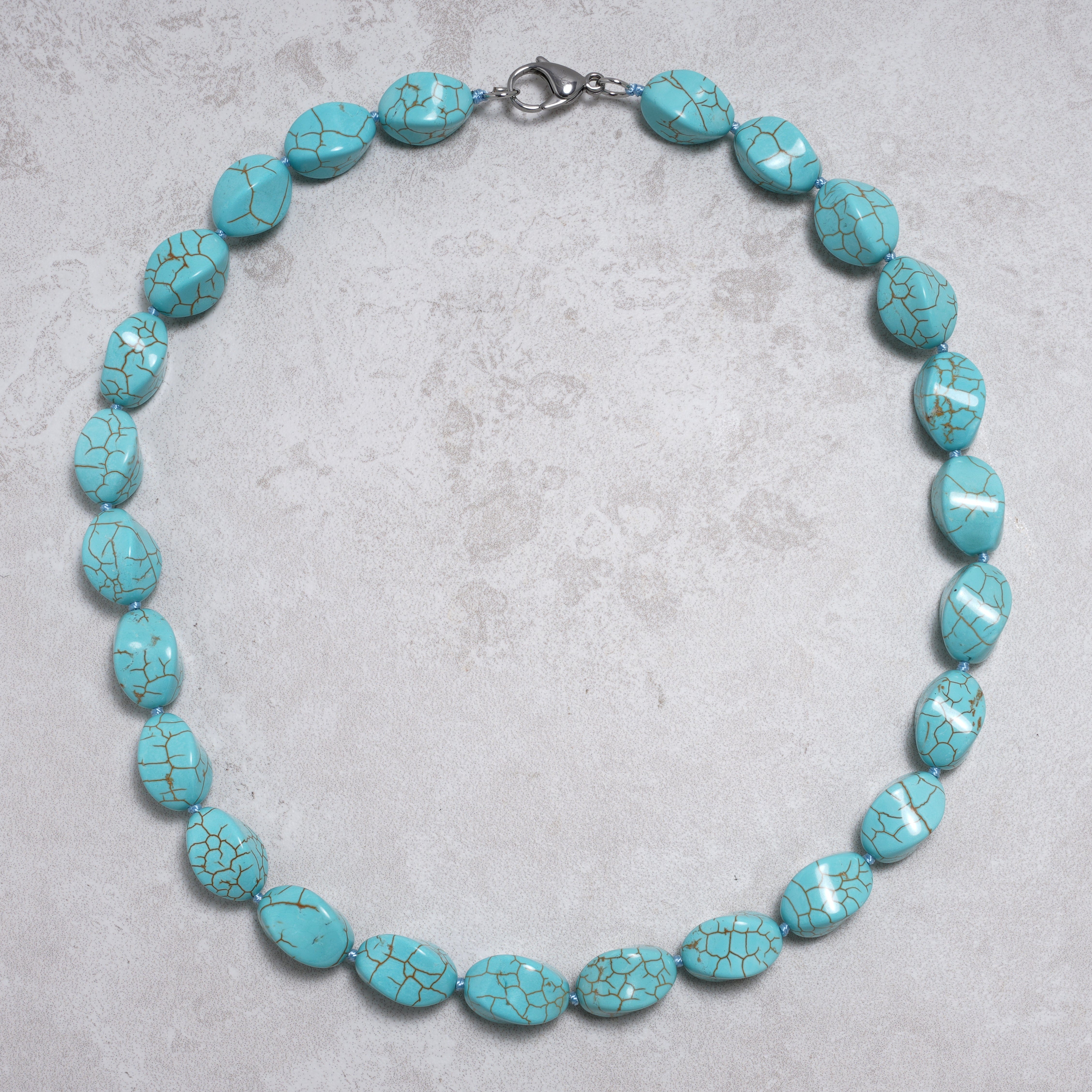 KALIFANO Gemstone Jewelry Howlite Turquoise 12x20mm Necklace With Stainless Steel Clasp - 24" HTN-10