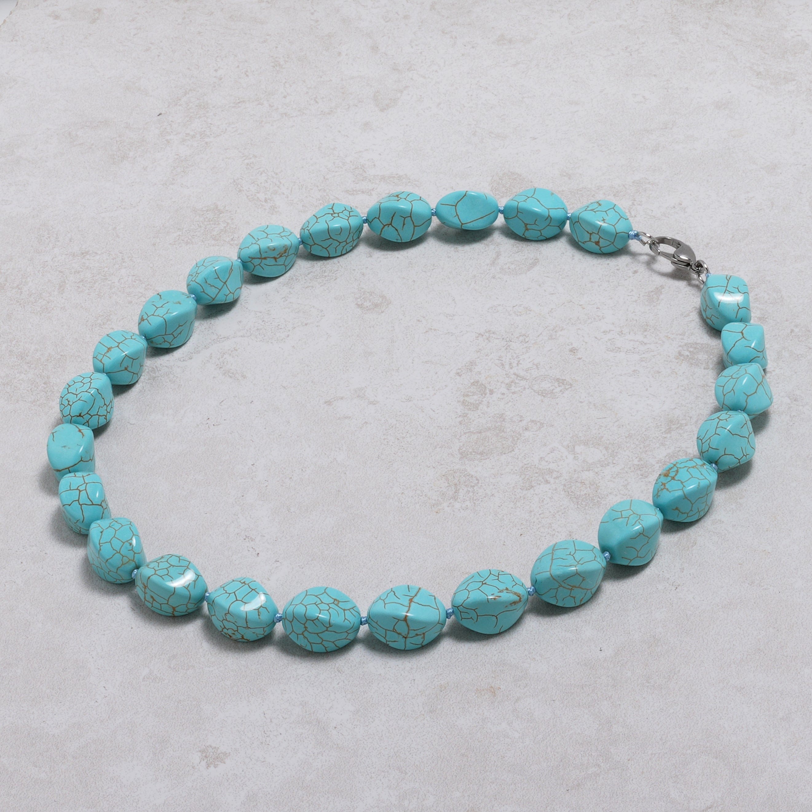 KALIFANO Gemstone Jewelry Howlite Turquoise 12x20mm Necklace With Stainless Steel Clasp - 24" HTN-10
