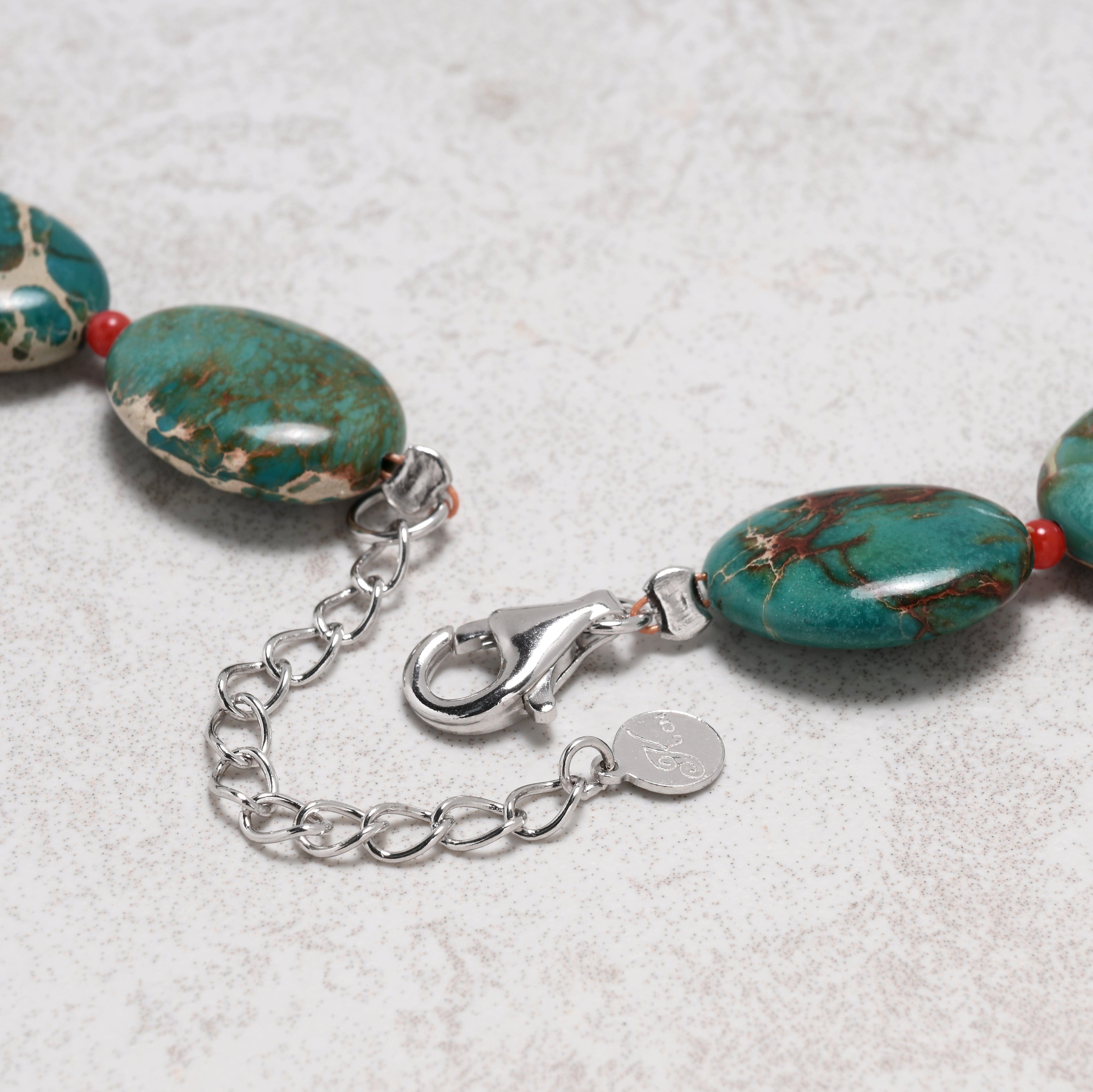 KALIFANO Gemstone Jewelry Howlite Turquoise 14x18mm Necklace With Sterling Silver Clasp - 18" 925N-10-TQRC