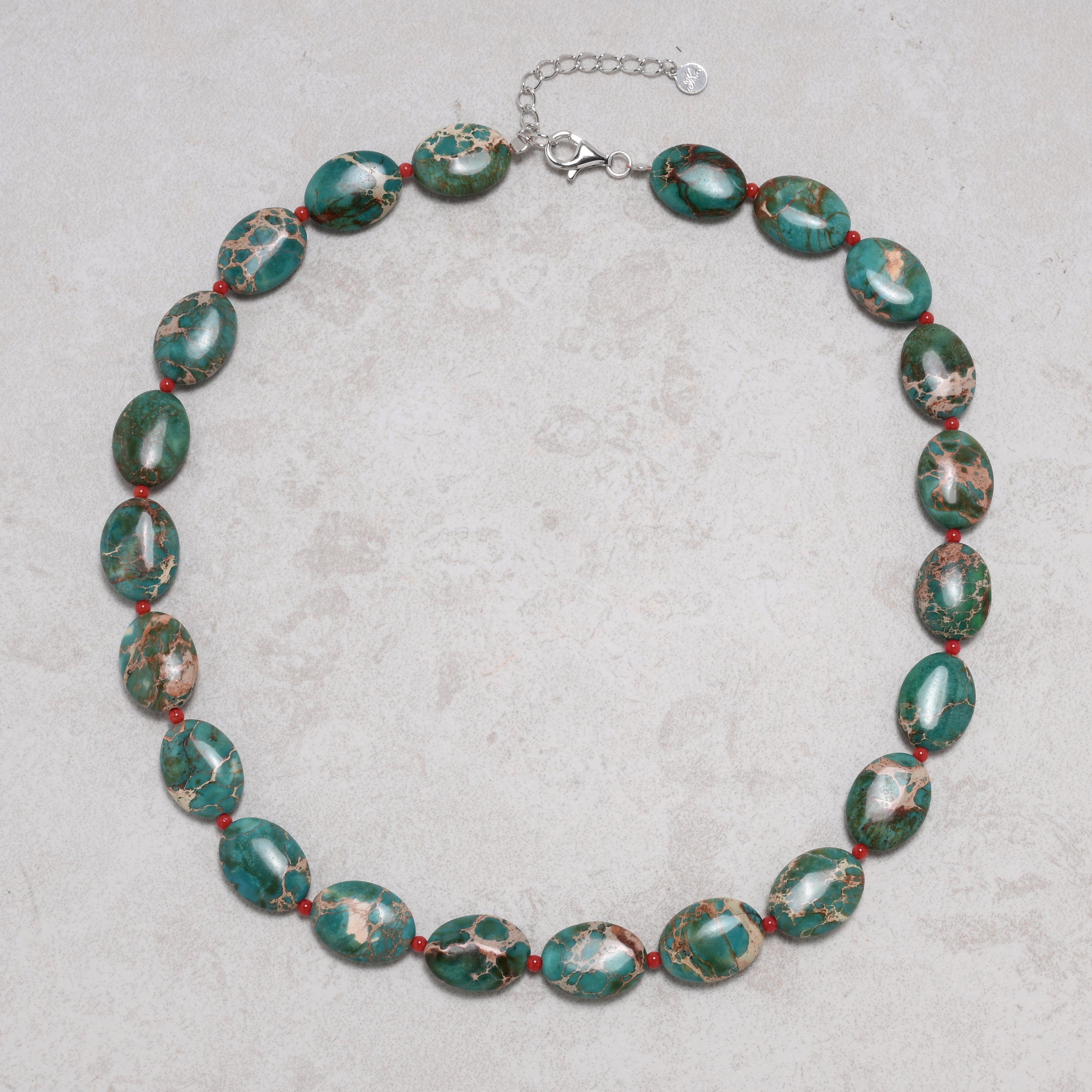 KALIFANO Gemstone Jewelry Howlite Turquoise 14x18mm Necklace With Sterling Silver Clasp - 18" 925N-10-TQRC