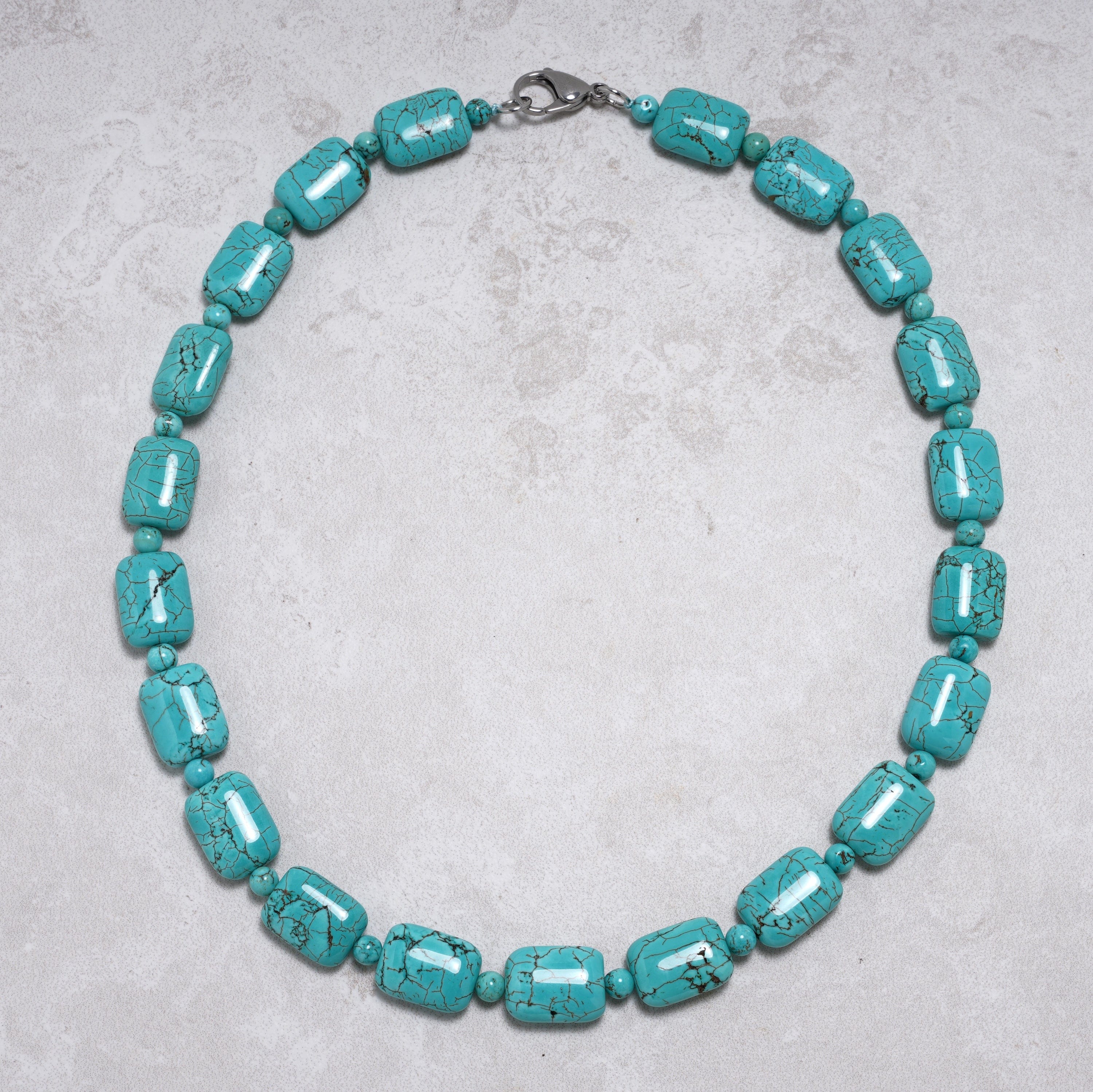KALIFANO Gemstone Jewelry Howlite Turquoise 14x19mm Necklace With Stainless Steel Clasp - 24" HTN-17