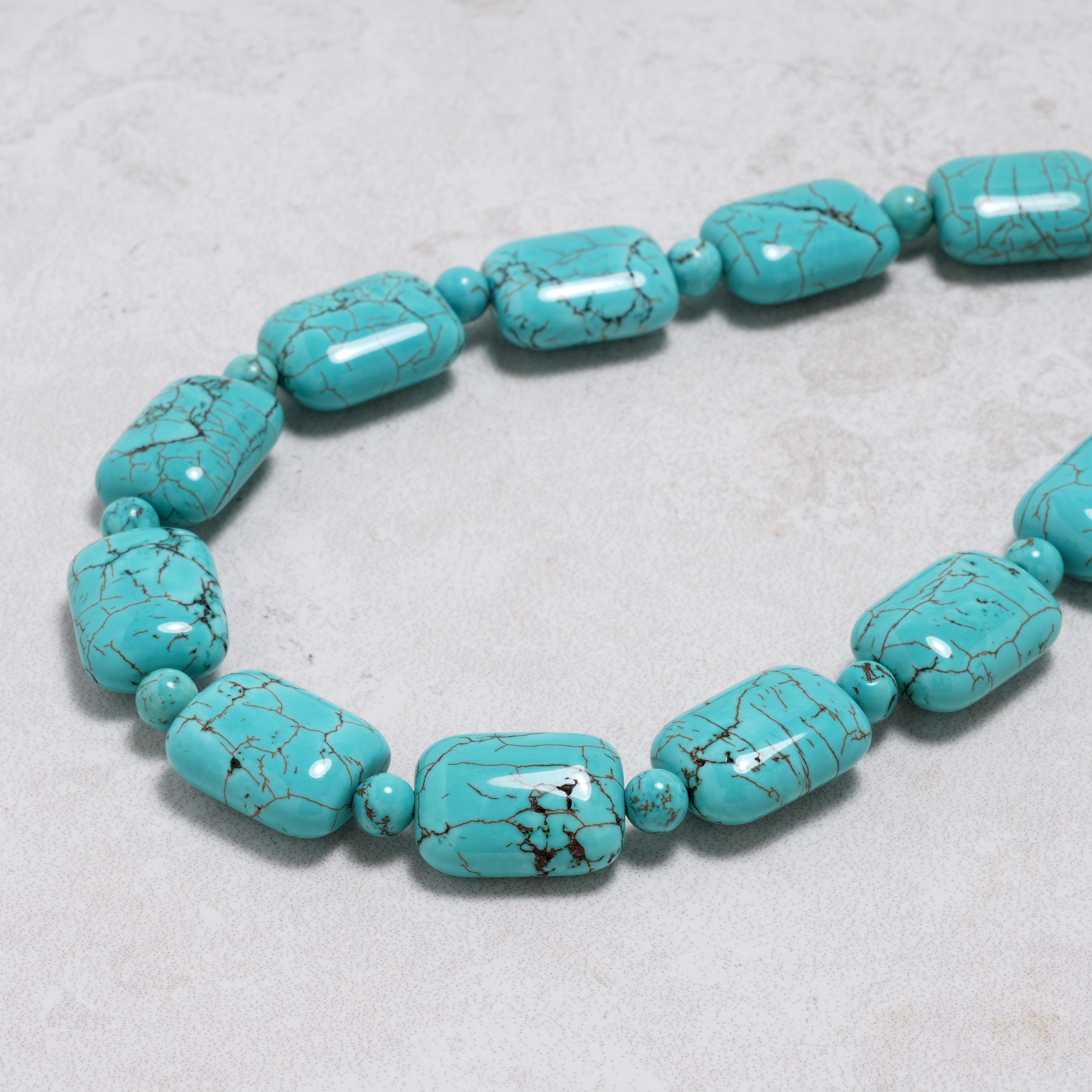 KALIFANO Gemstone Jewelry Howlite Turquoise 14x19mm Necklace With Stainless Steel Clasp - 24" HTN-17