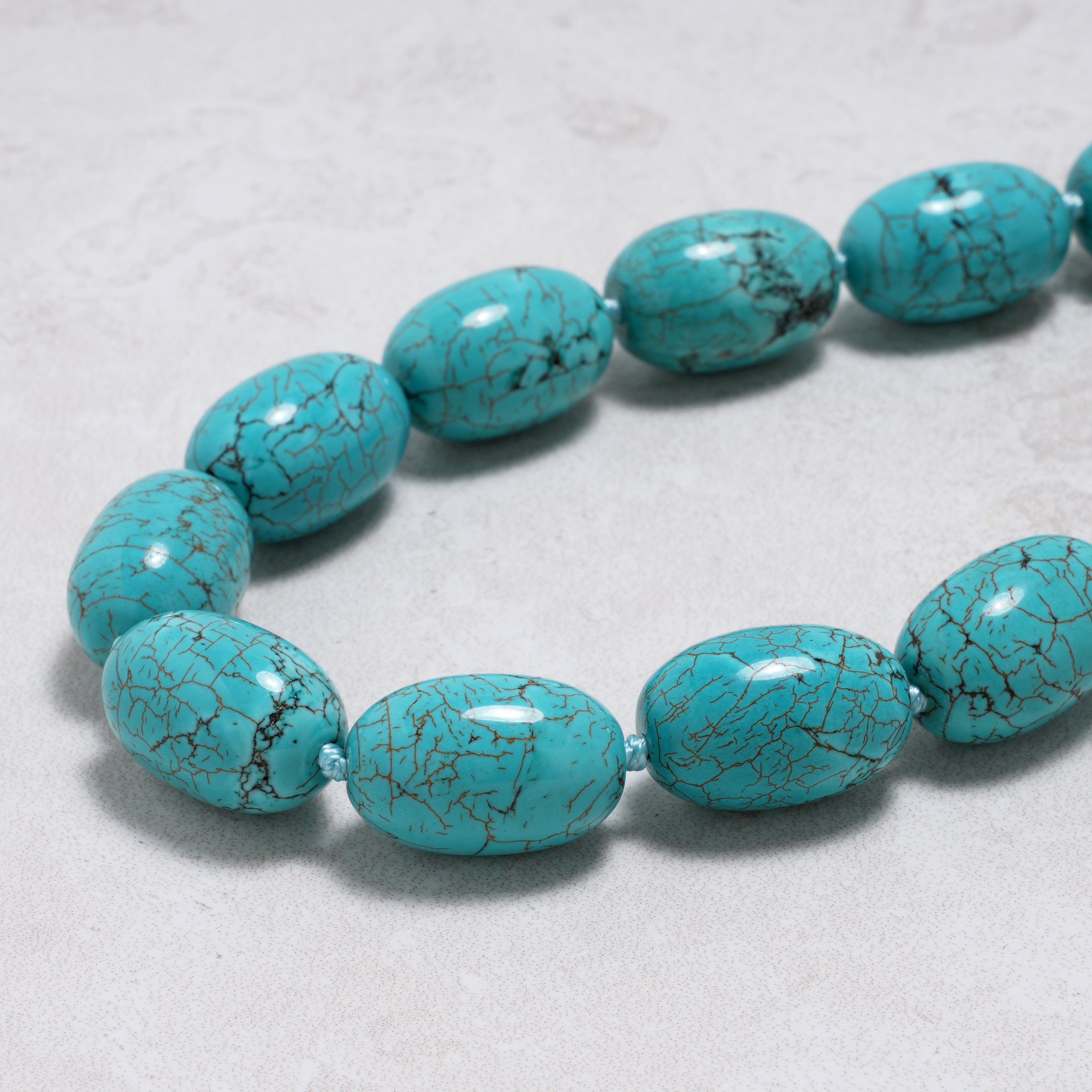 KALIFANO Gemstone Jewelry Howlite Turquoise 15x22mm Necklace With Stainless Steel Clasp - 27" HTN-14
