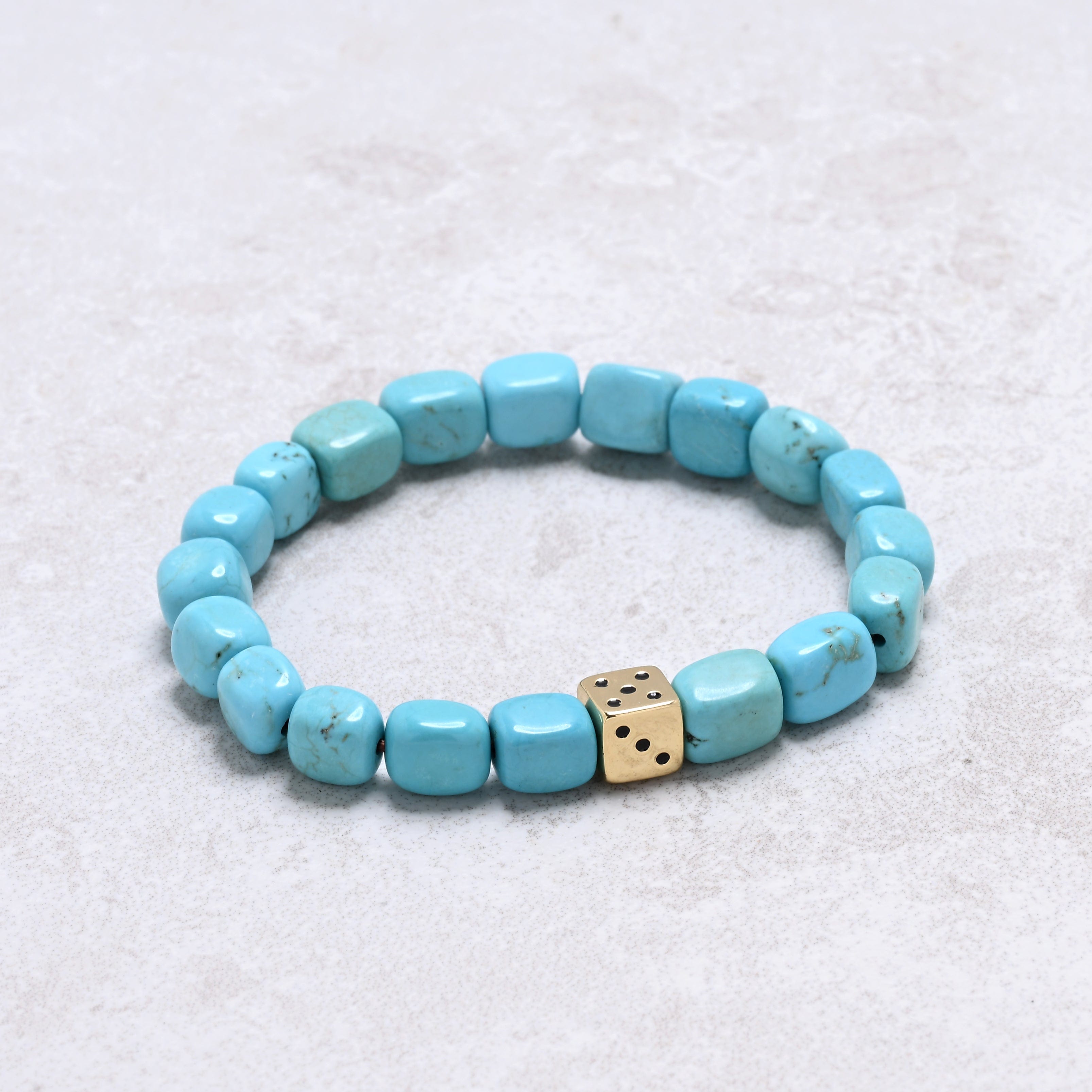 KALIFANO Gemstone Jewelry Howlite Turquoise 6x9mm Natural Gemstone Stretch Bracelet