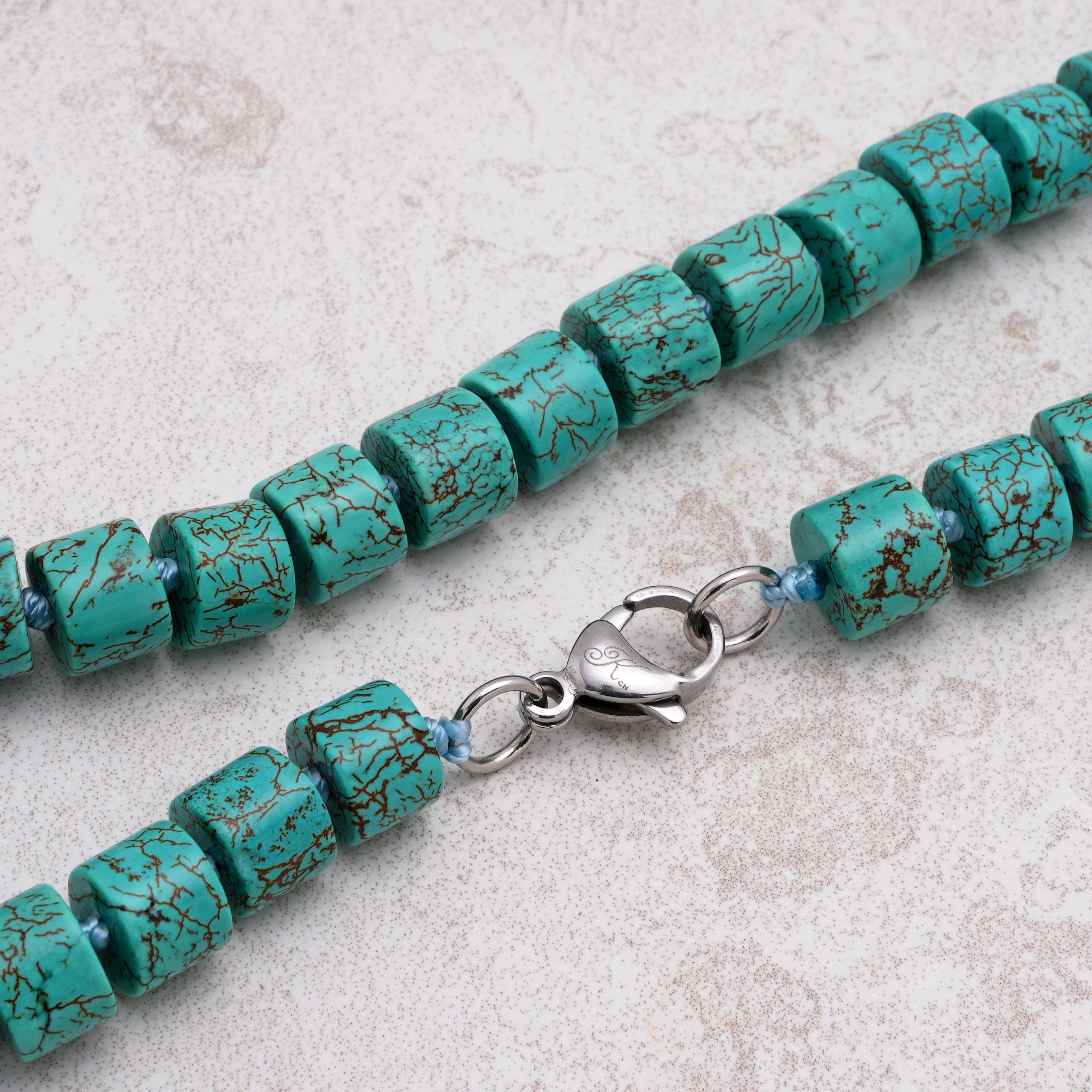 KALIFANO Gemstone Jewelry Howlite Turquoise 7x10mm Necklace With Stainless Steel Clasp - 21.5" HTN-05