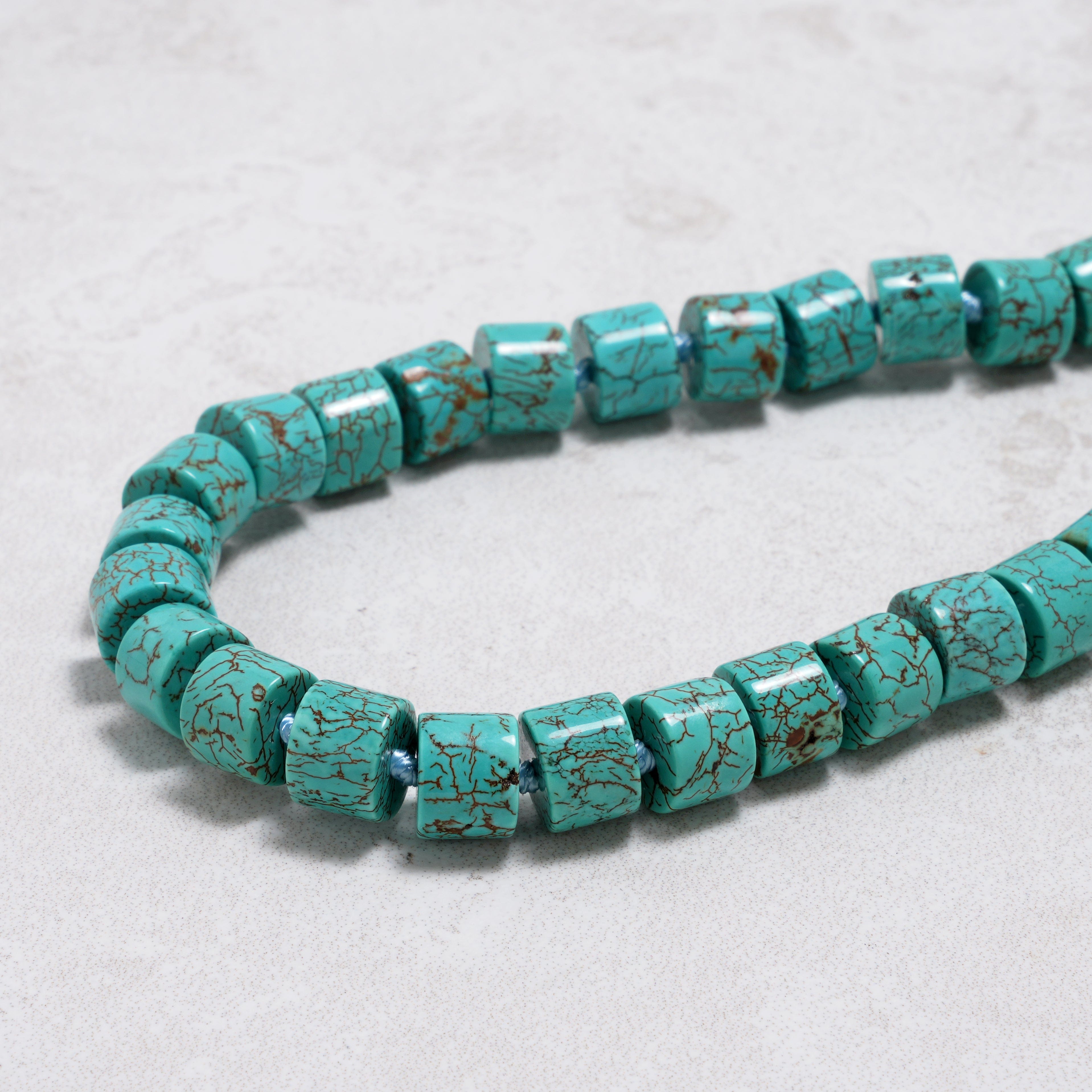 KALIFANO Gemstone Jewelry Howlite Turquoise 7x10mm Necklace With Stainless Steel Clasp - 21.5" HTN-05