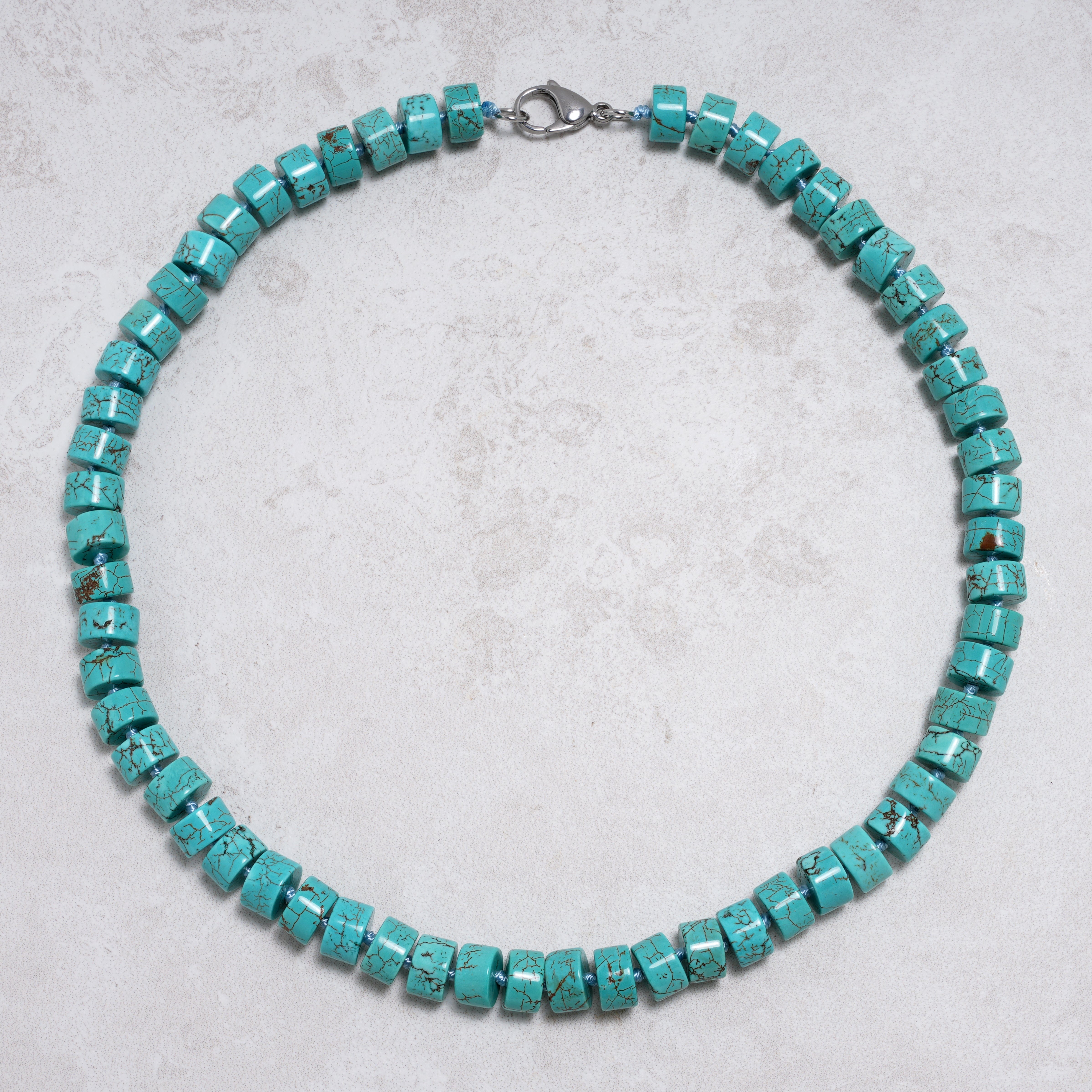 KALIFANO Gemstone Jewelry Howlite Turquoise 7x11mm Necklace With Stainless Steel Clasp - 21.5" HTN-07