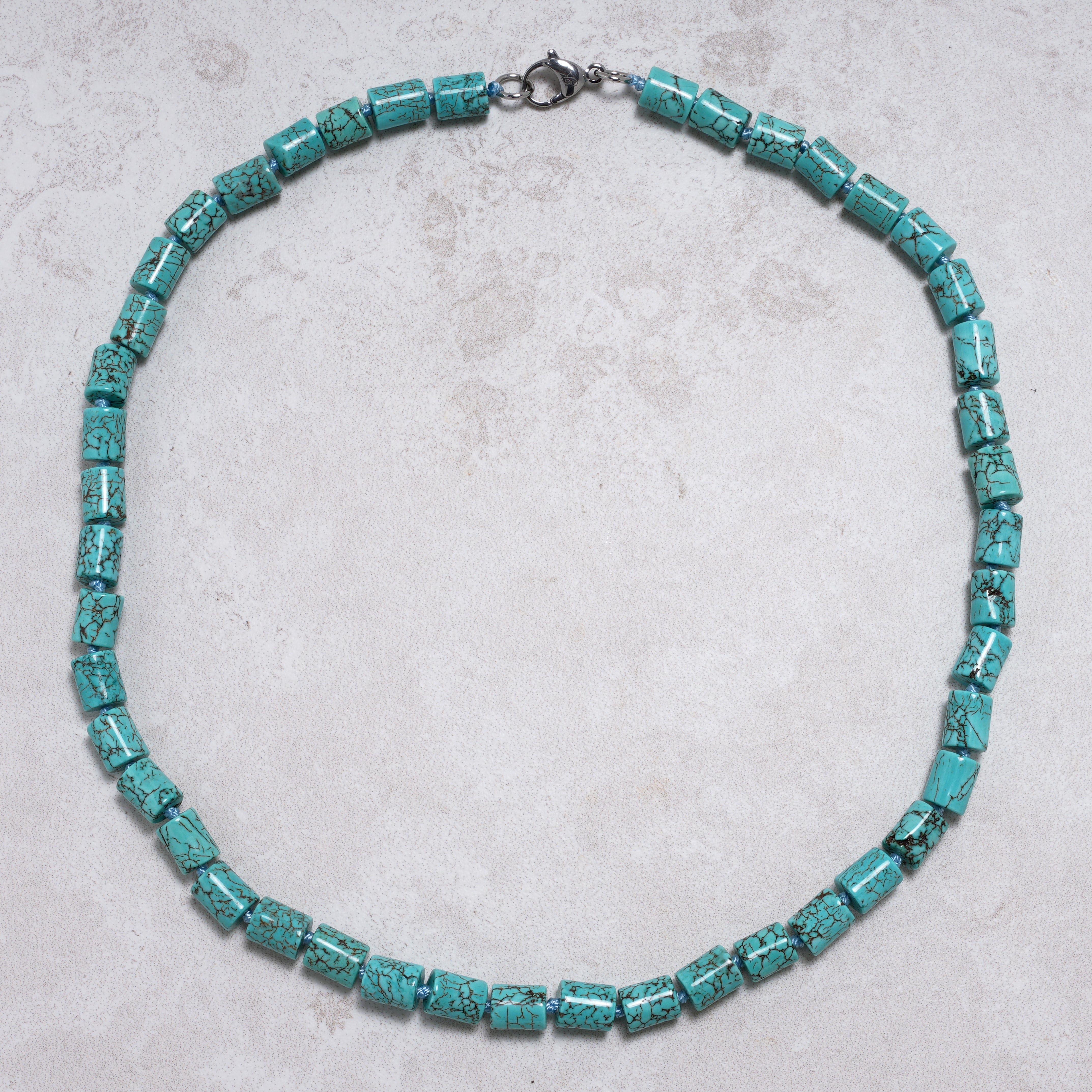 KALIFANO Gemstone Jewelry Howlite Turquoise 8x10mm Necklace With Stainless Steel Clasp - 21.5" HTN-03