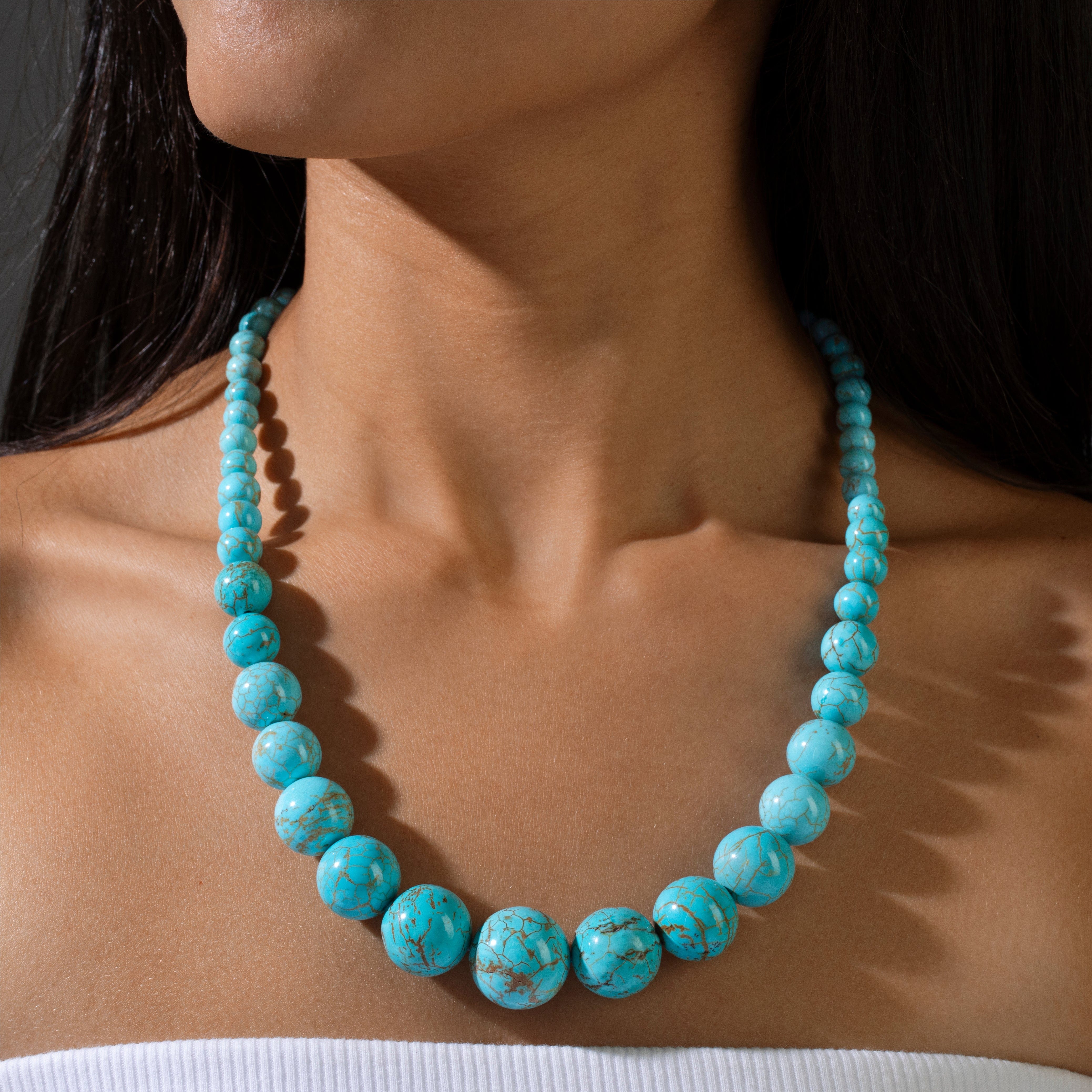 KALIFANO Gemstone Jewelry Howlite Turquoise Necklace HTN-08