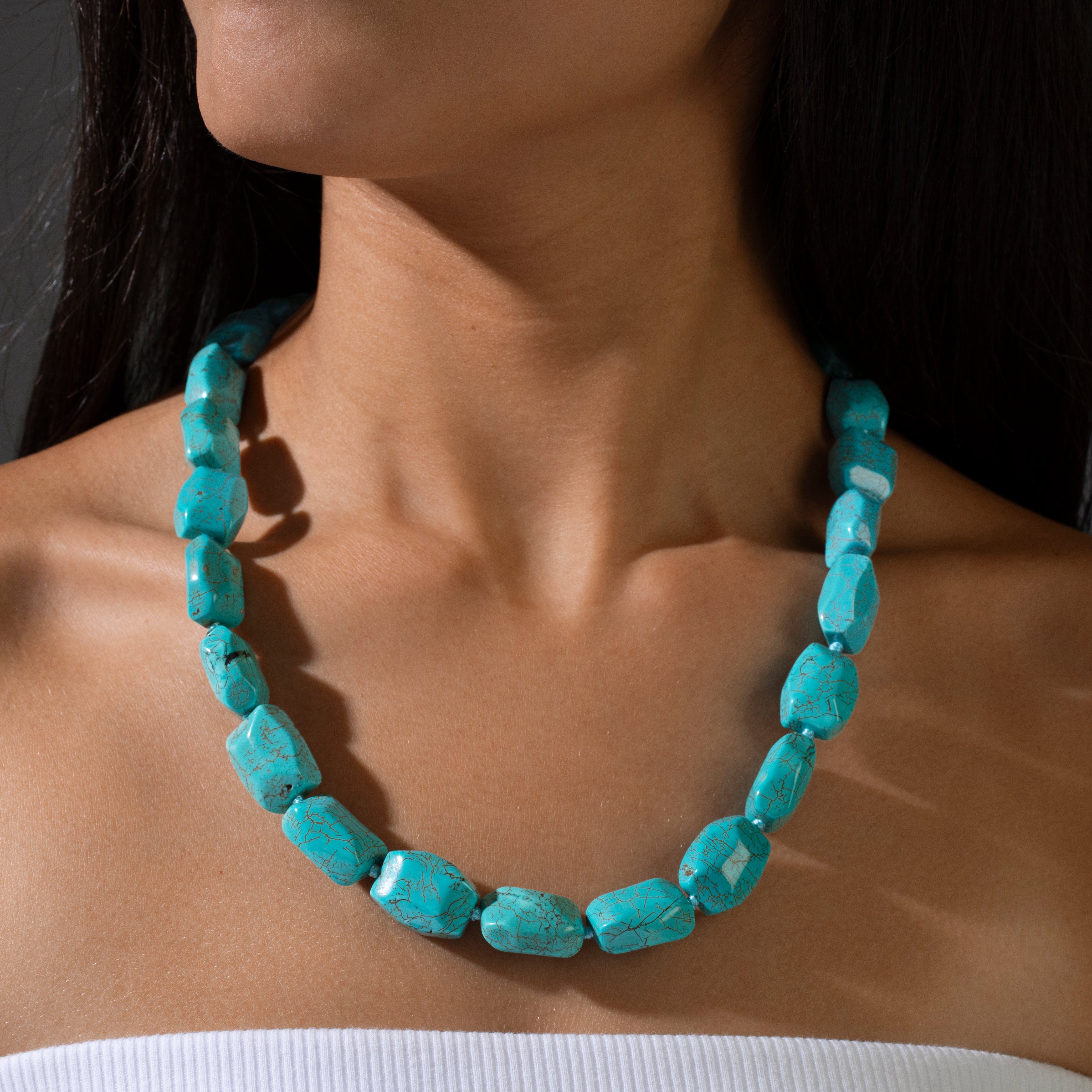 KALIFANO Gemstone Jewelry Howlite Turquoise Necklace HTN-09