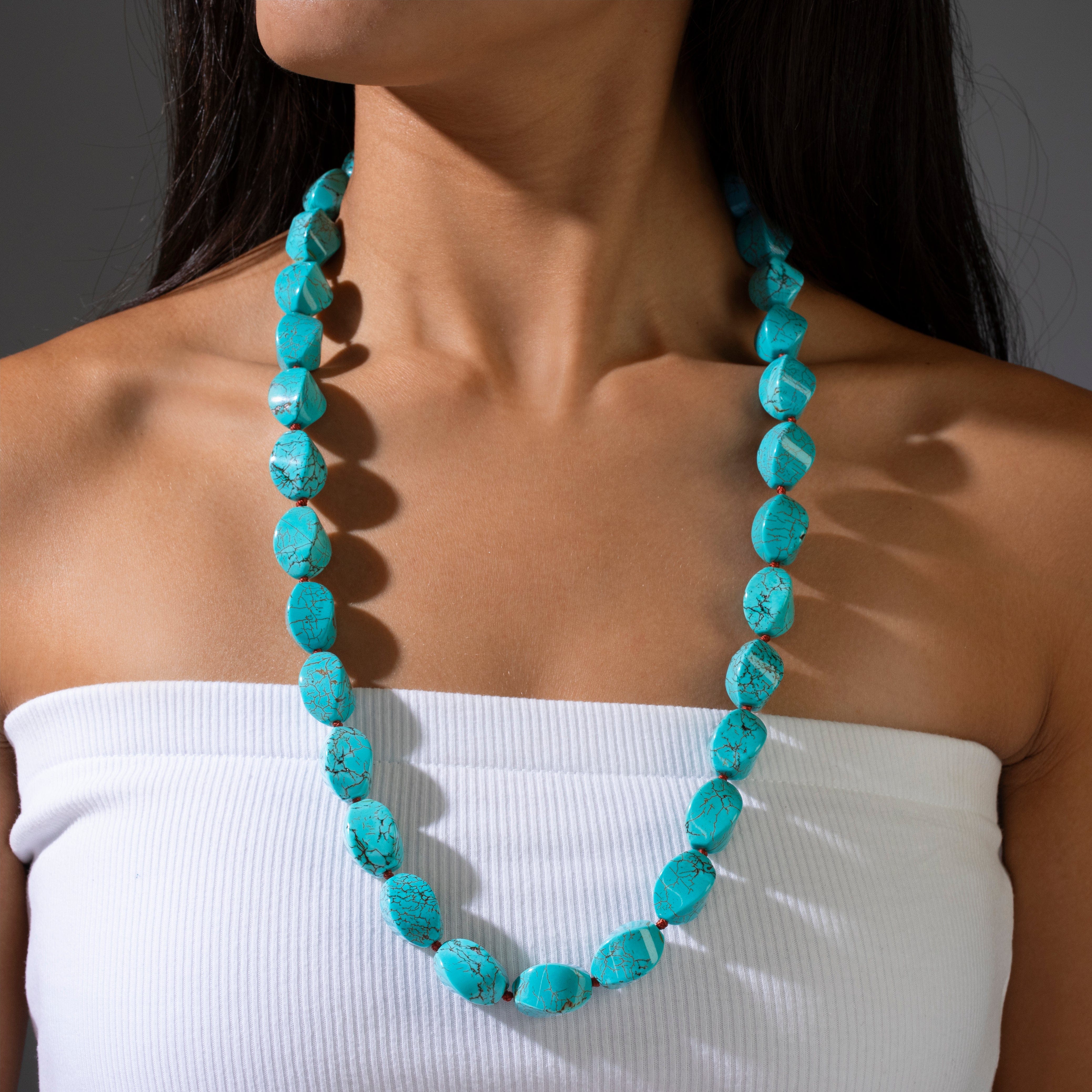 KALIFANO Gemstone Jewelry Howlite Turquoise Necklace HTN-11