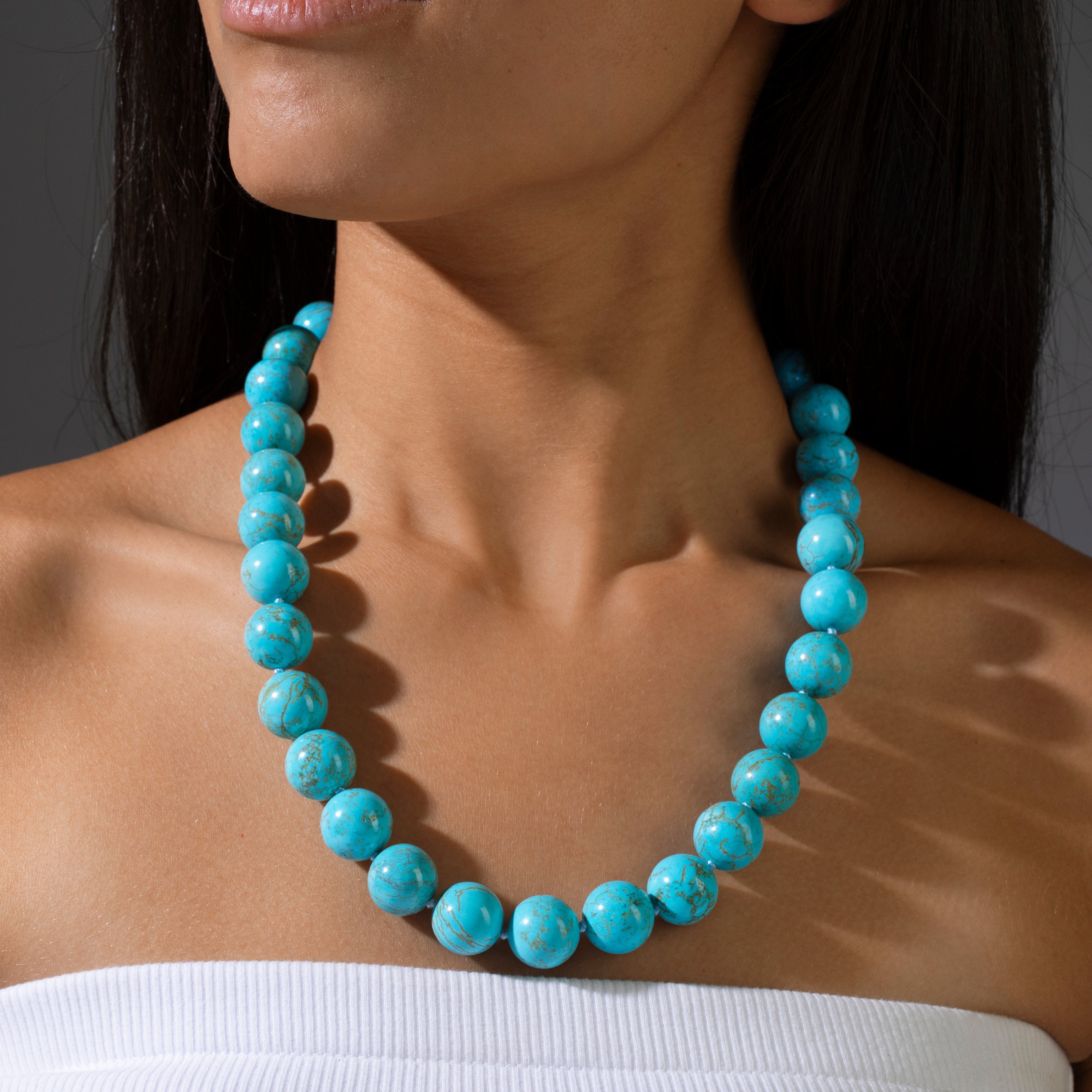 KALIFANO Gemstone Jewelry Howlite Turquoise Necklace HTN-13