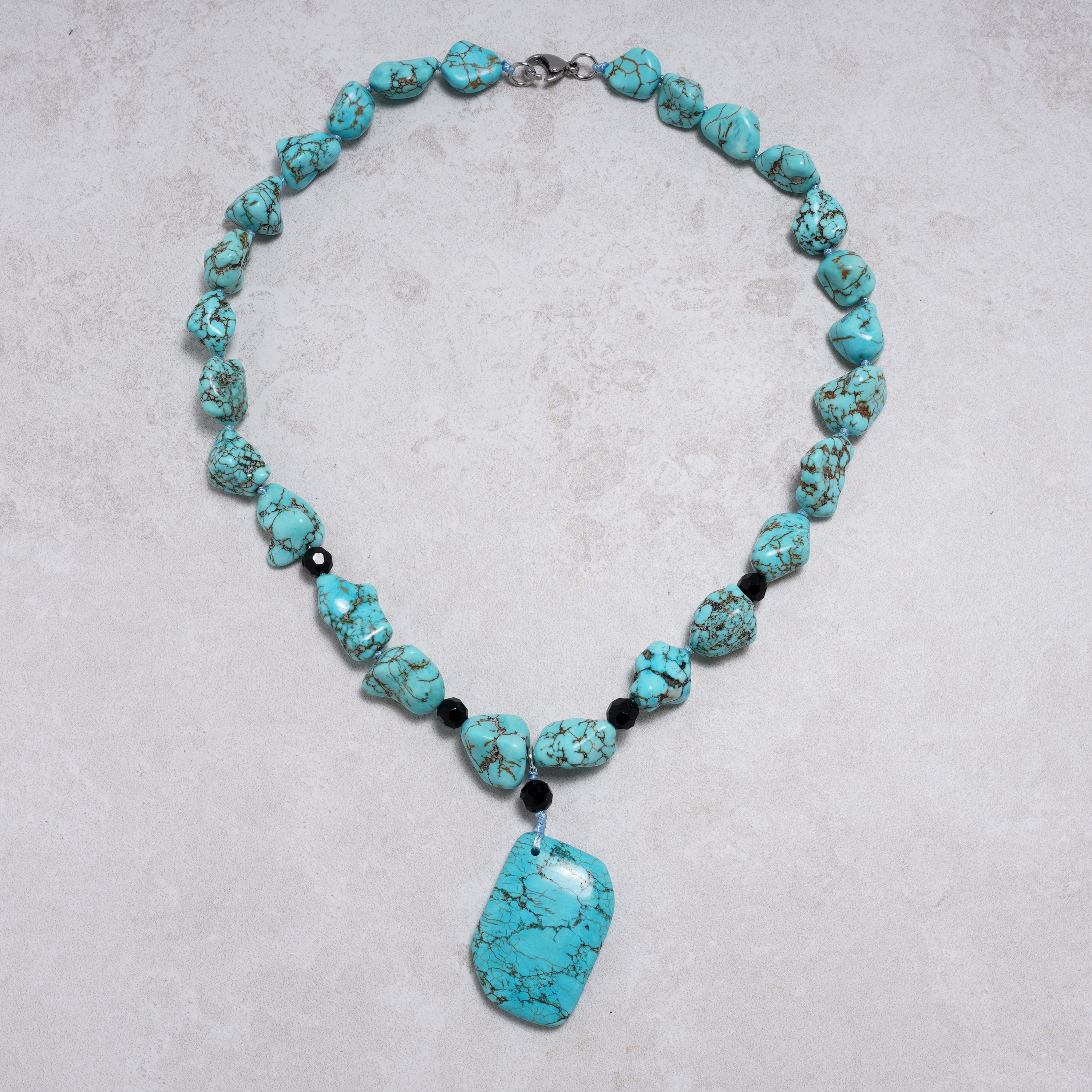 KALIFANO Gemstone Jewelry Howlite Turquoise Necklace With Stainless Steel Clasp - 22" HTN-15