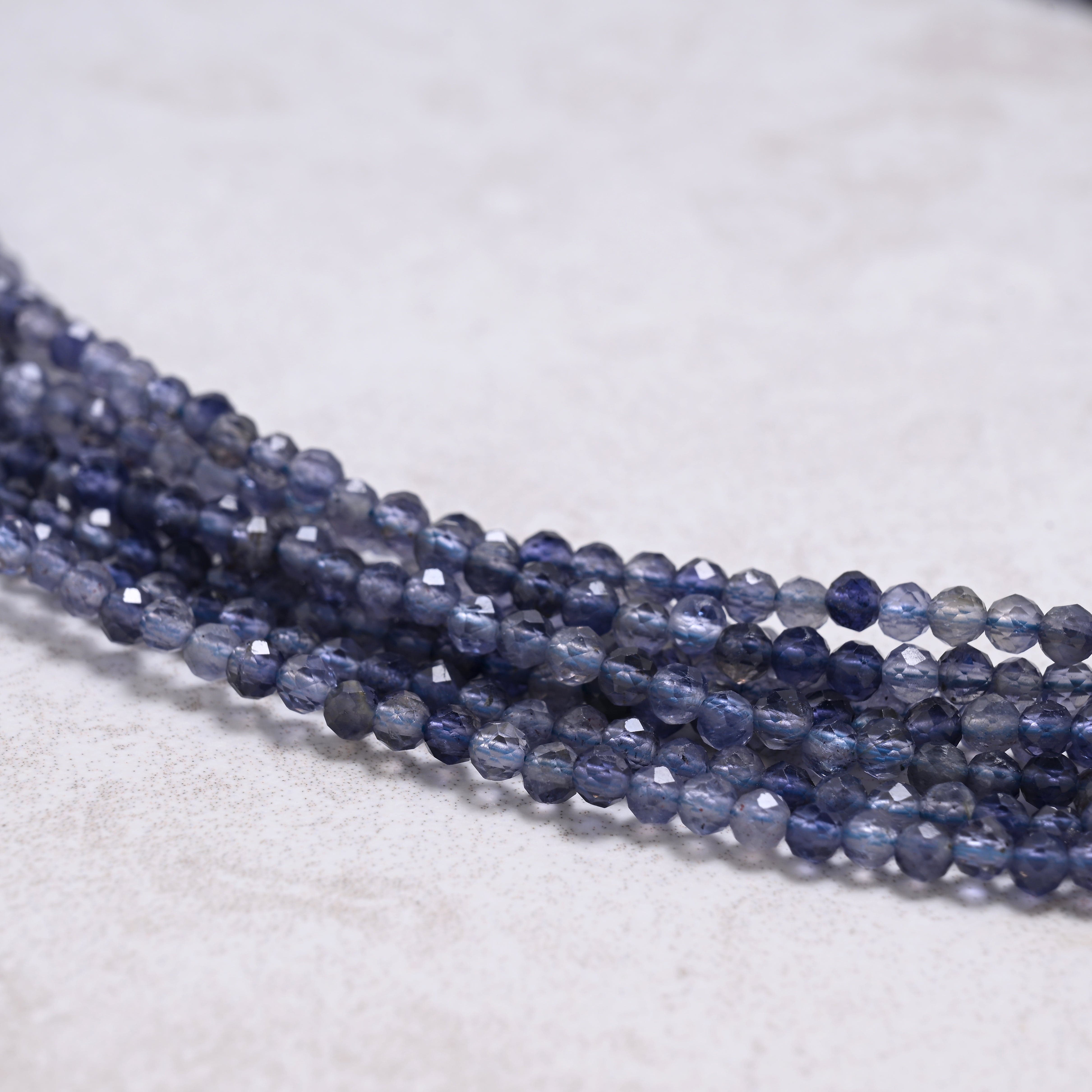 KALIFANO Gemstone Jewelry Iolite 3mm Necklace With Sterling Silver Clasp - 16" CCN8-IO