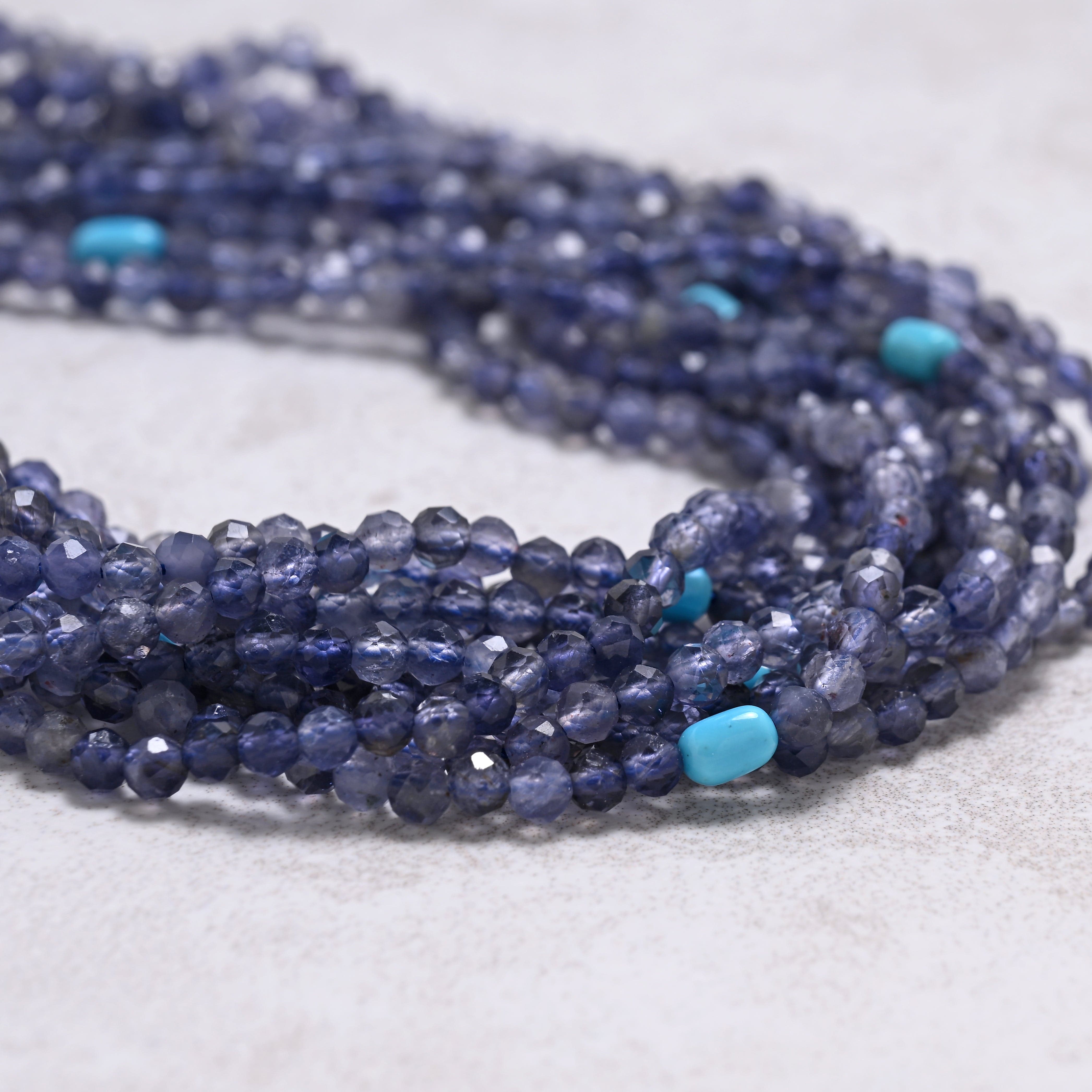 KALIFANO Gemstone Jewelry Iolite 3mm Necklace With Sterling Silver Clasp - 21.5" CCN10-IO
