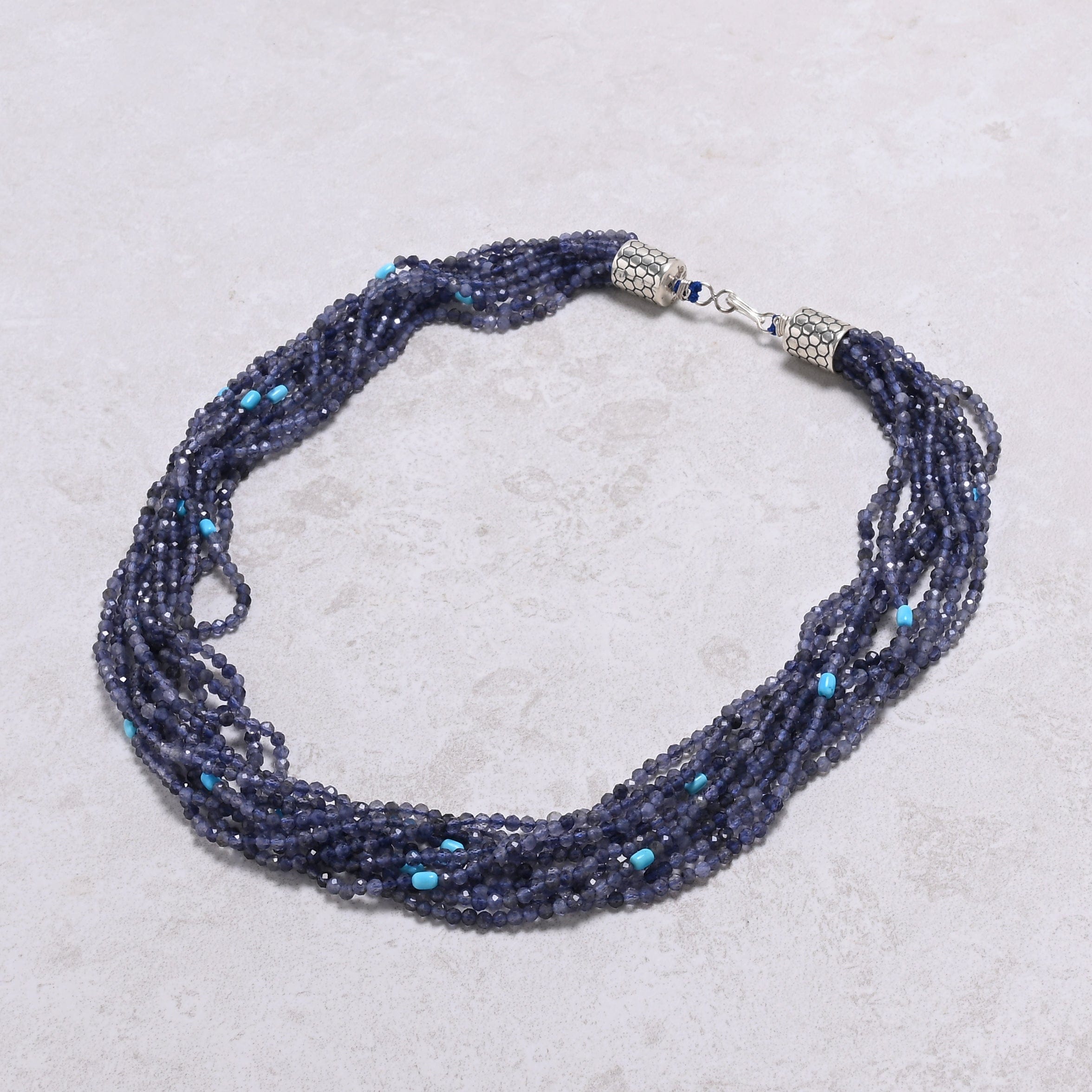 KALIFANO Gemstone Jewelry Iolite 3mm Necklace With Sterling Silver Clasp - 21.5" CCN10-IO