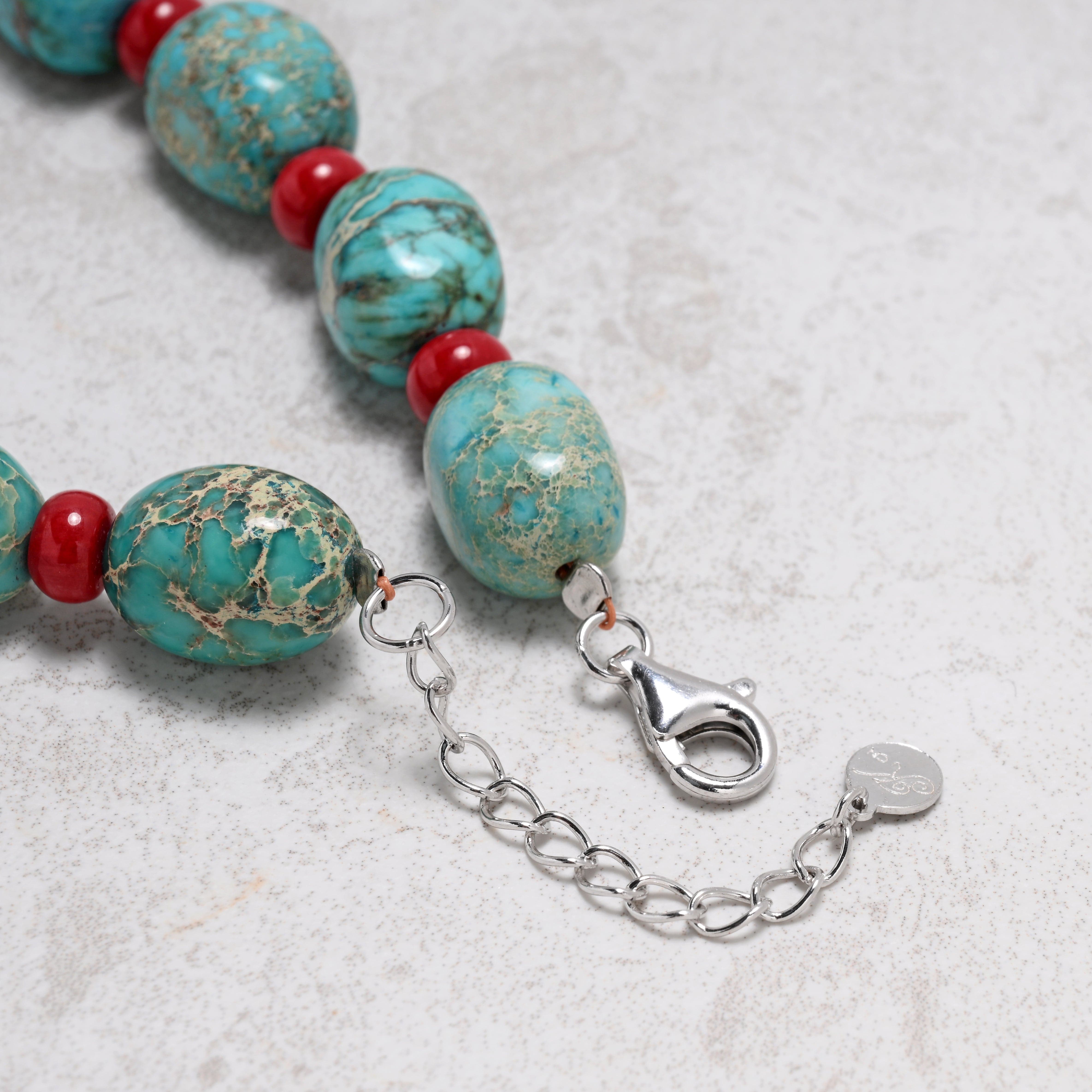 KALIFANO Gemstone Jewelry King Howlite Turquoise 10x14mm Necklace With Sterling Silver Clasp - 20" 925N-13-TQRC