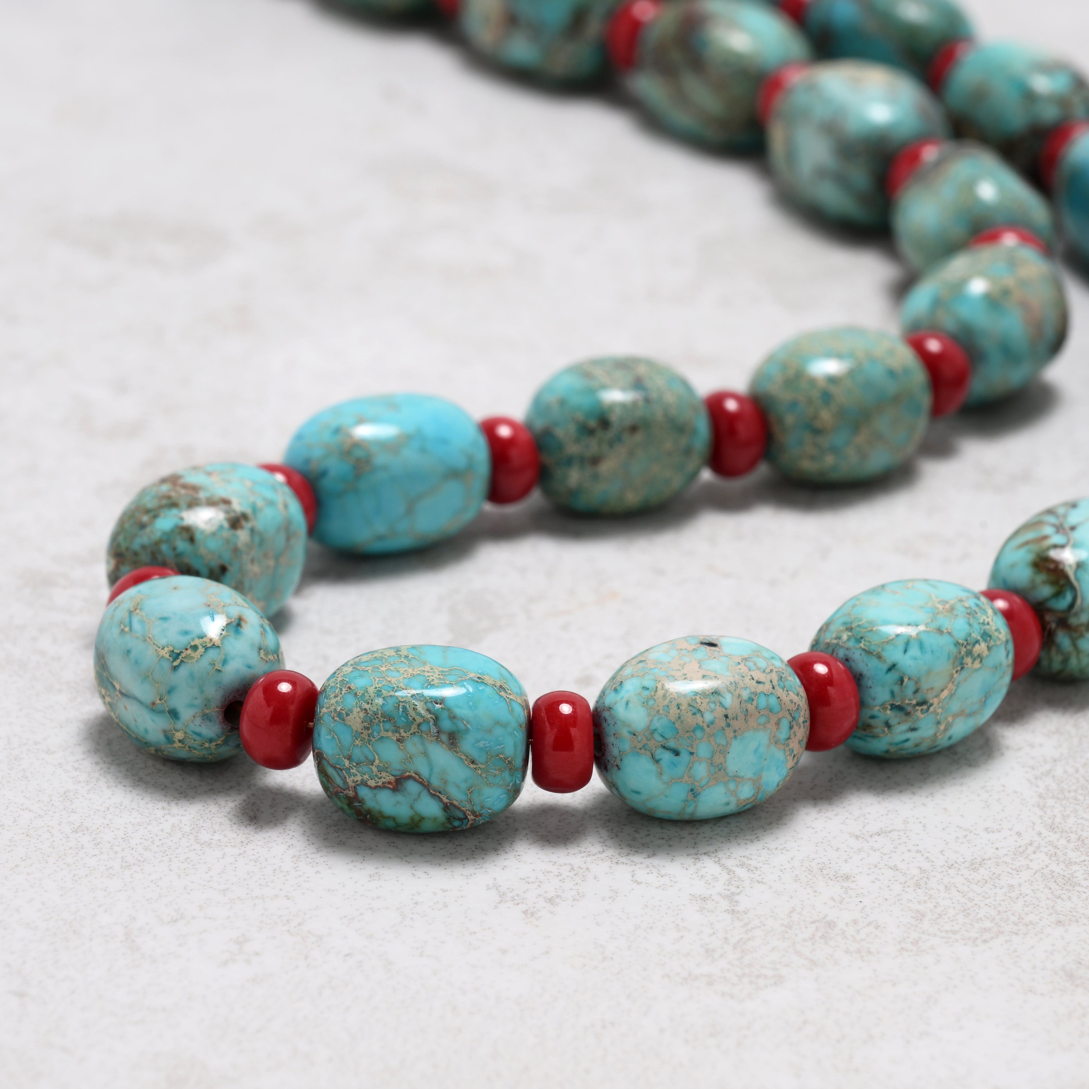 KALIFANO Gemstone Jewelry King Howlite Turquoise 10x14mm Necklace With Sterling Silver Clasp - 20" 925N-13-TQRC