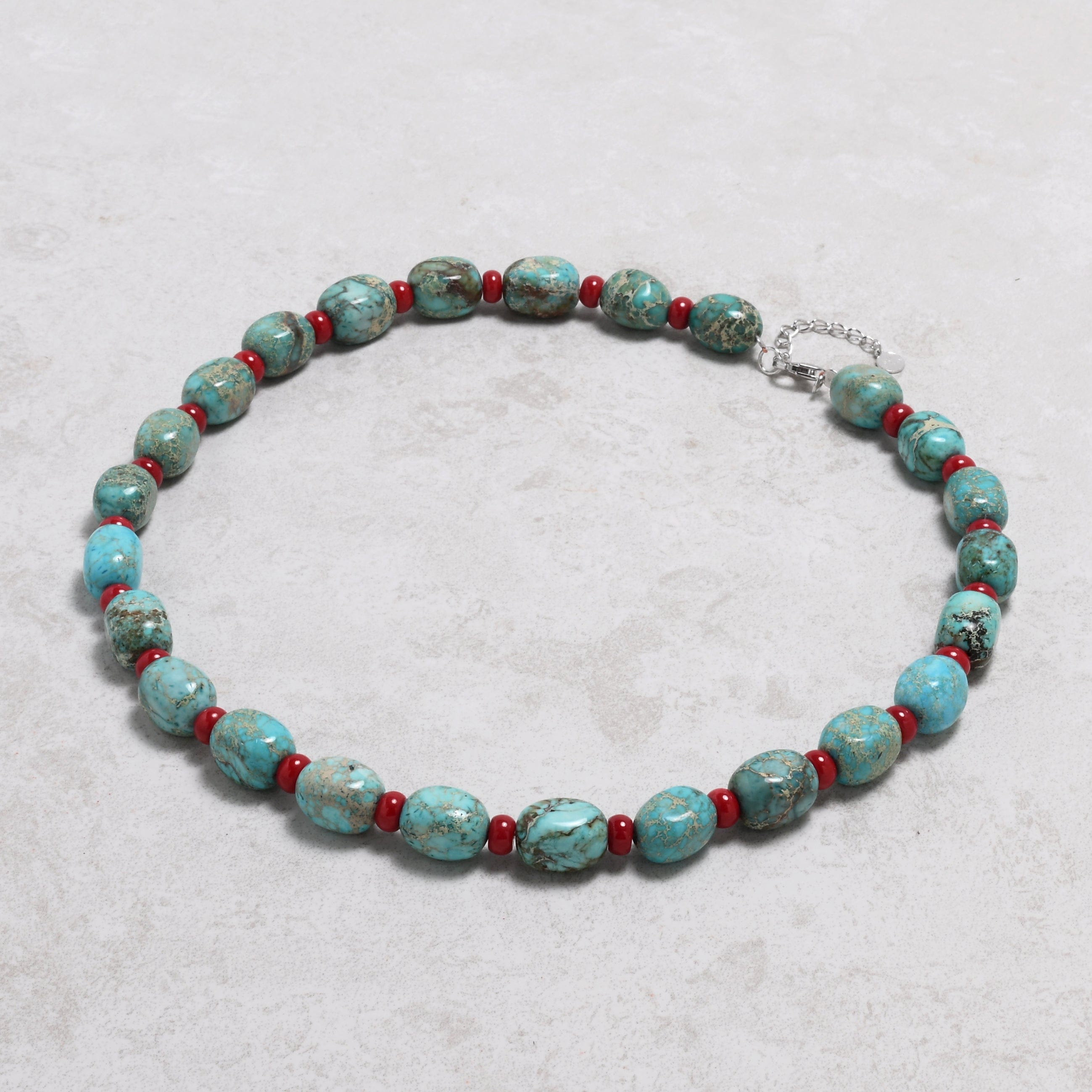 KALIFANO Gemstone Jewelry King Howlite Turquoise 10x14mm Necklace With Sterling Silver Clasp - 20" 925N-13-TQRC