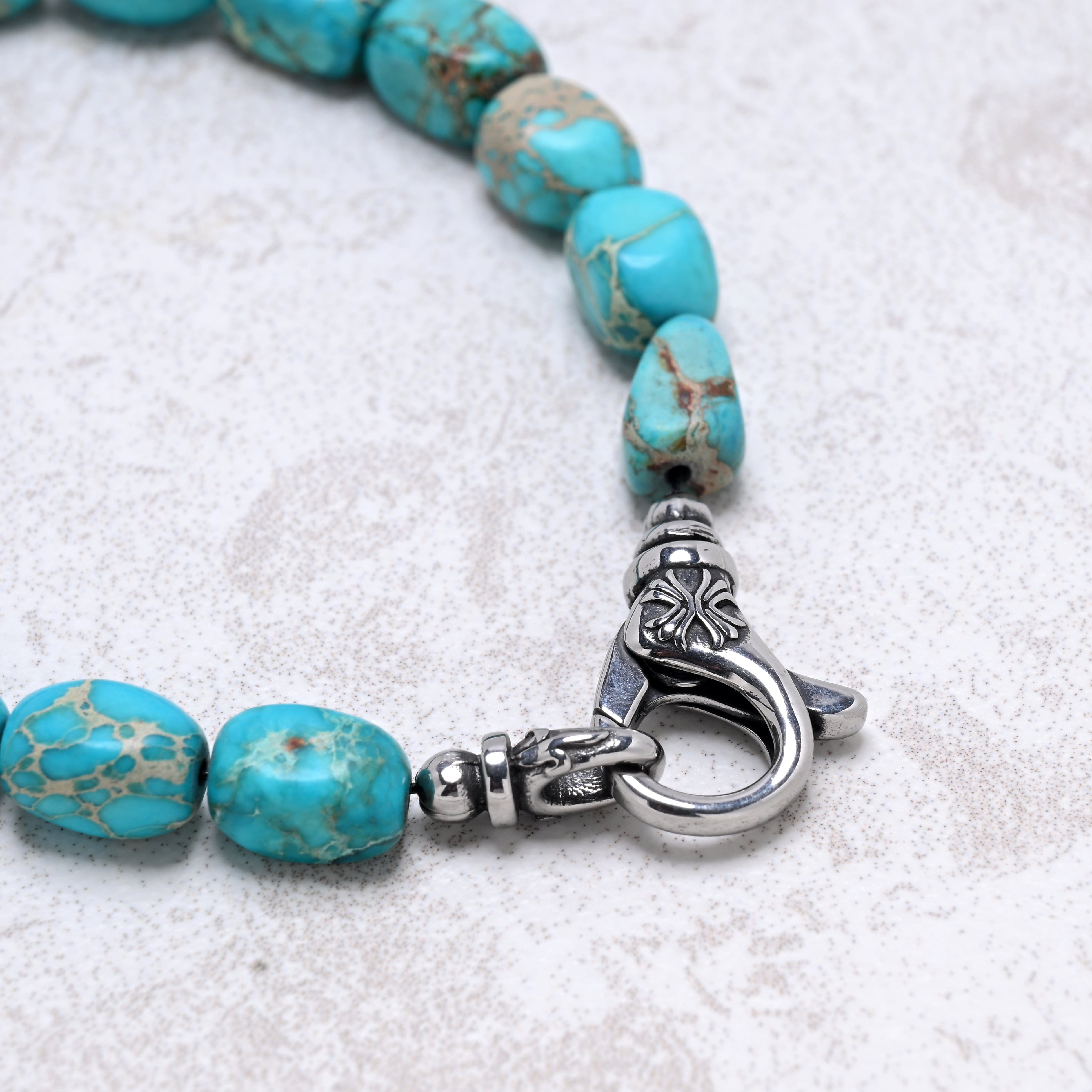 KALIFANO Gemstone Jewelry King Howlite Turquoise 6x9mm Natural Gemstone Bracelet