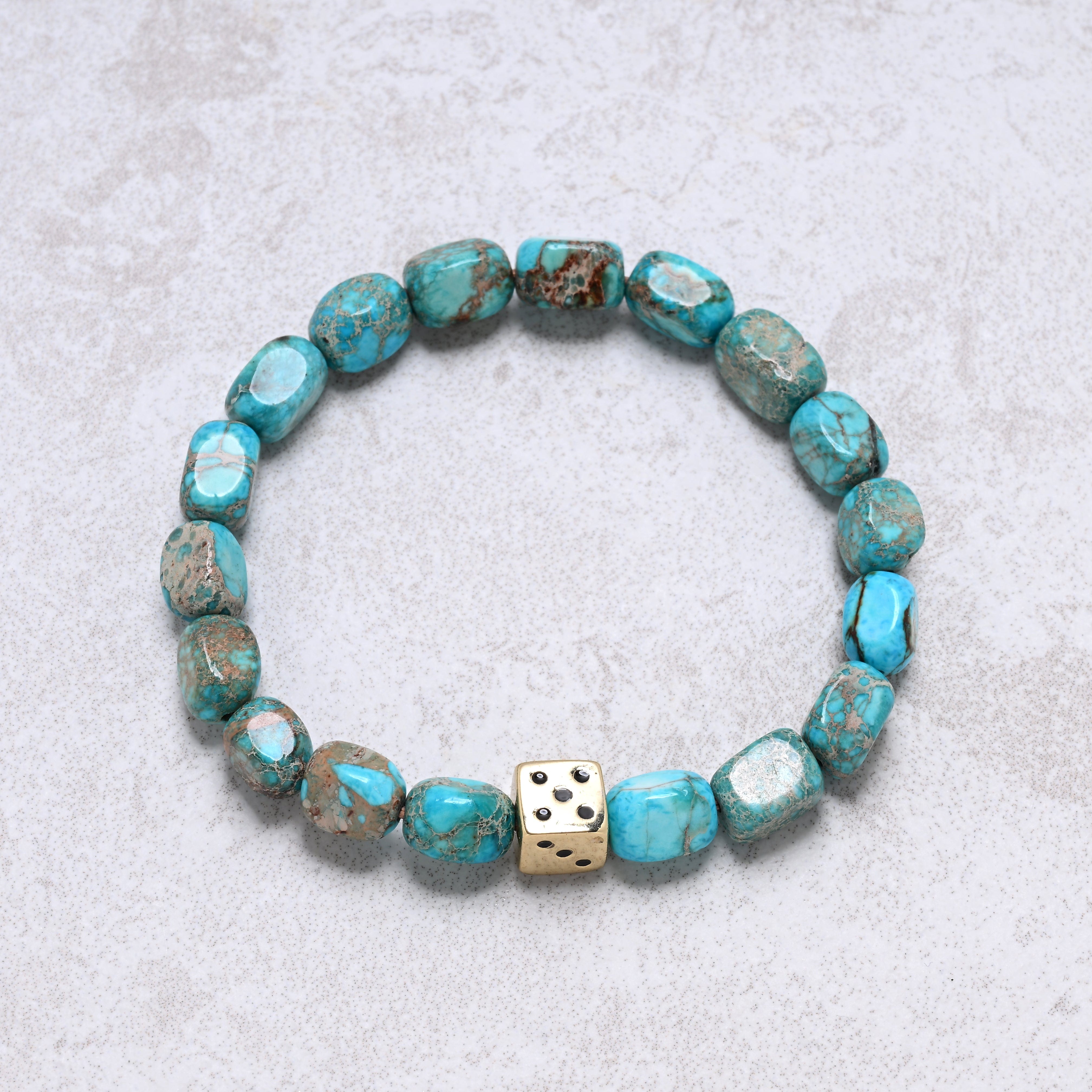 KALIFANO Gemstone Jewelry King Howlite Turquoise 6x9mm Natural Gemstone Stretch Bracelet
