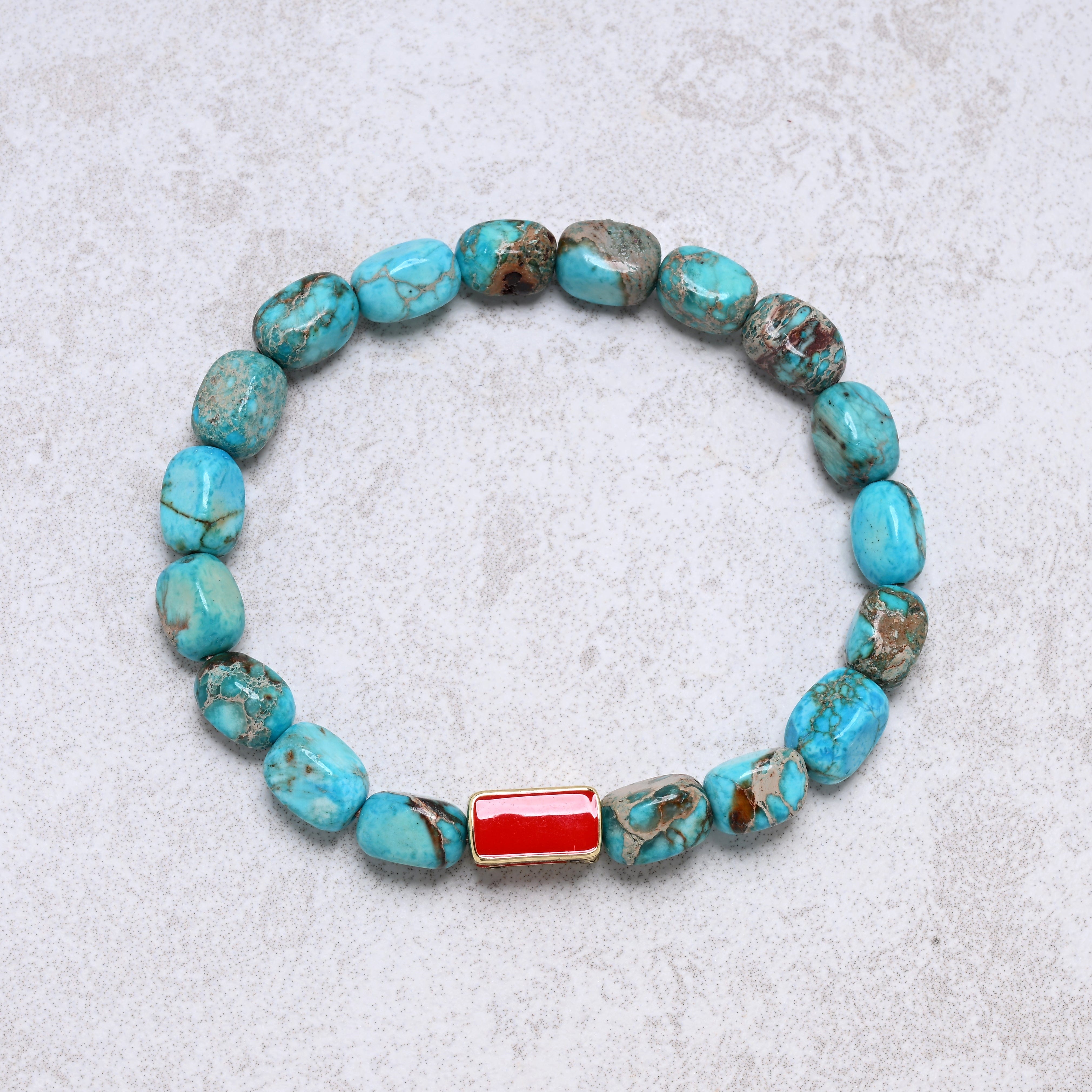KALIFANO Gemstone Jewelry King Howlite Turquoise 6x9mm Natural Gemstone Stretch Bracelet