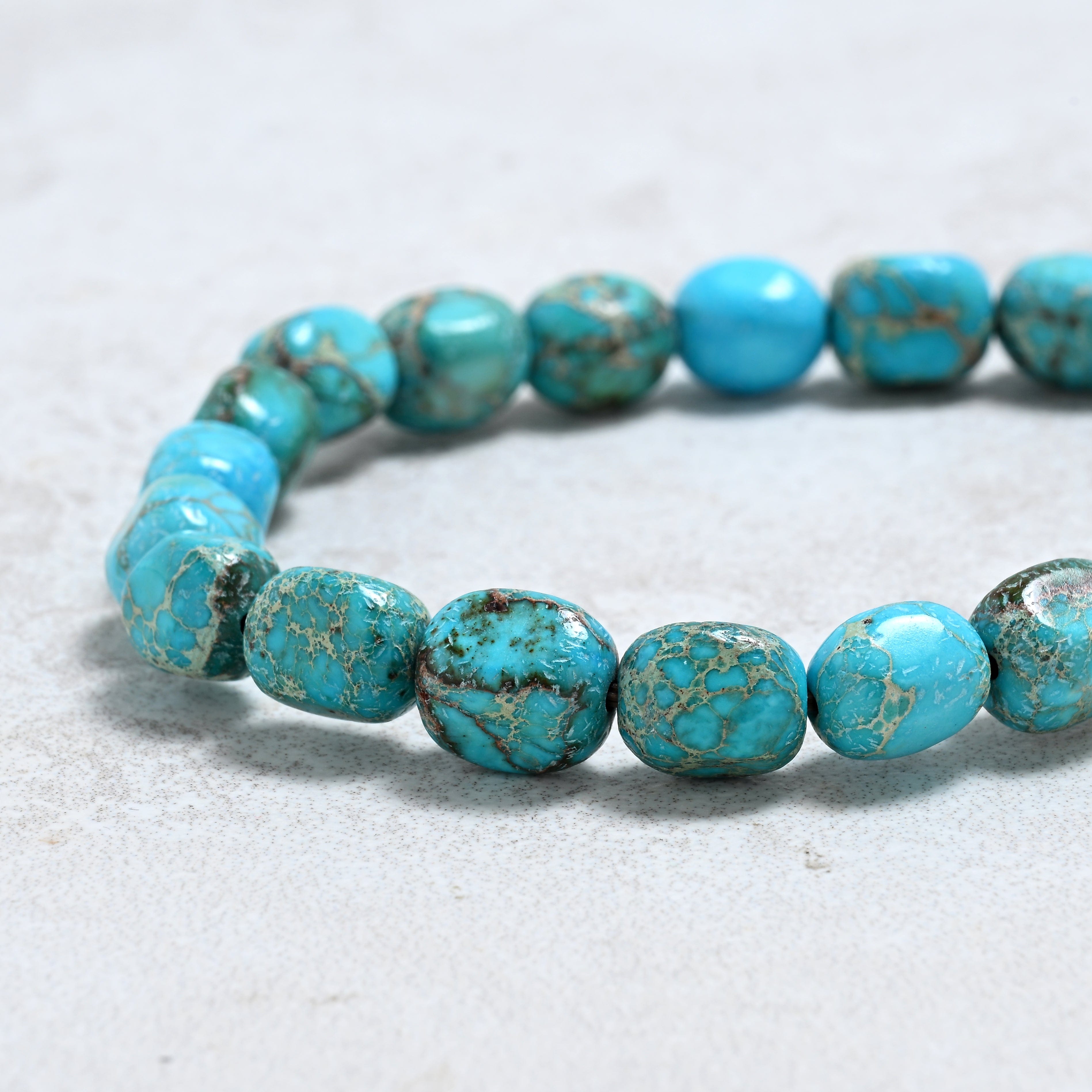 KALIFANO Gemstone Jewelry King Turquoise 7x9mm Natural Gemstone Stretch Bracelet