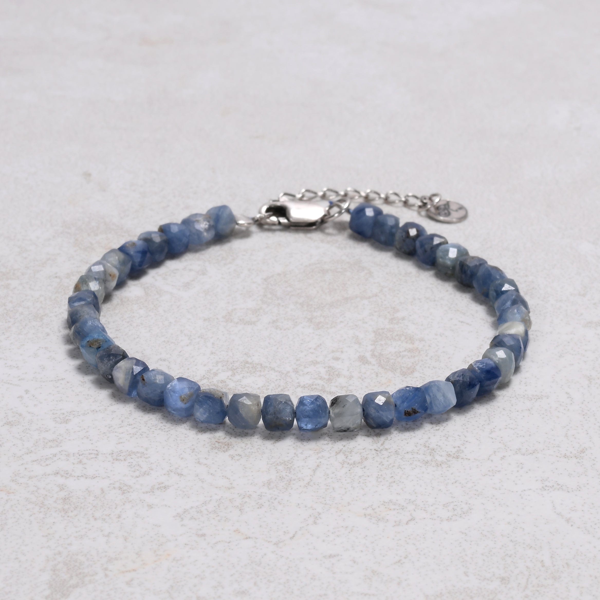 KALIFANO Gemstone Jewelry Kyanite 4mm Natural Gemstone Bracelet with Sterling Silver Clasp B4-16S-KE