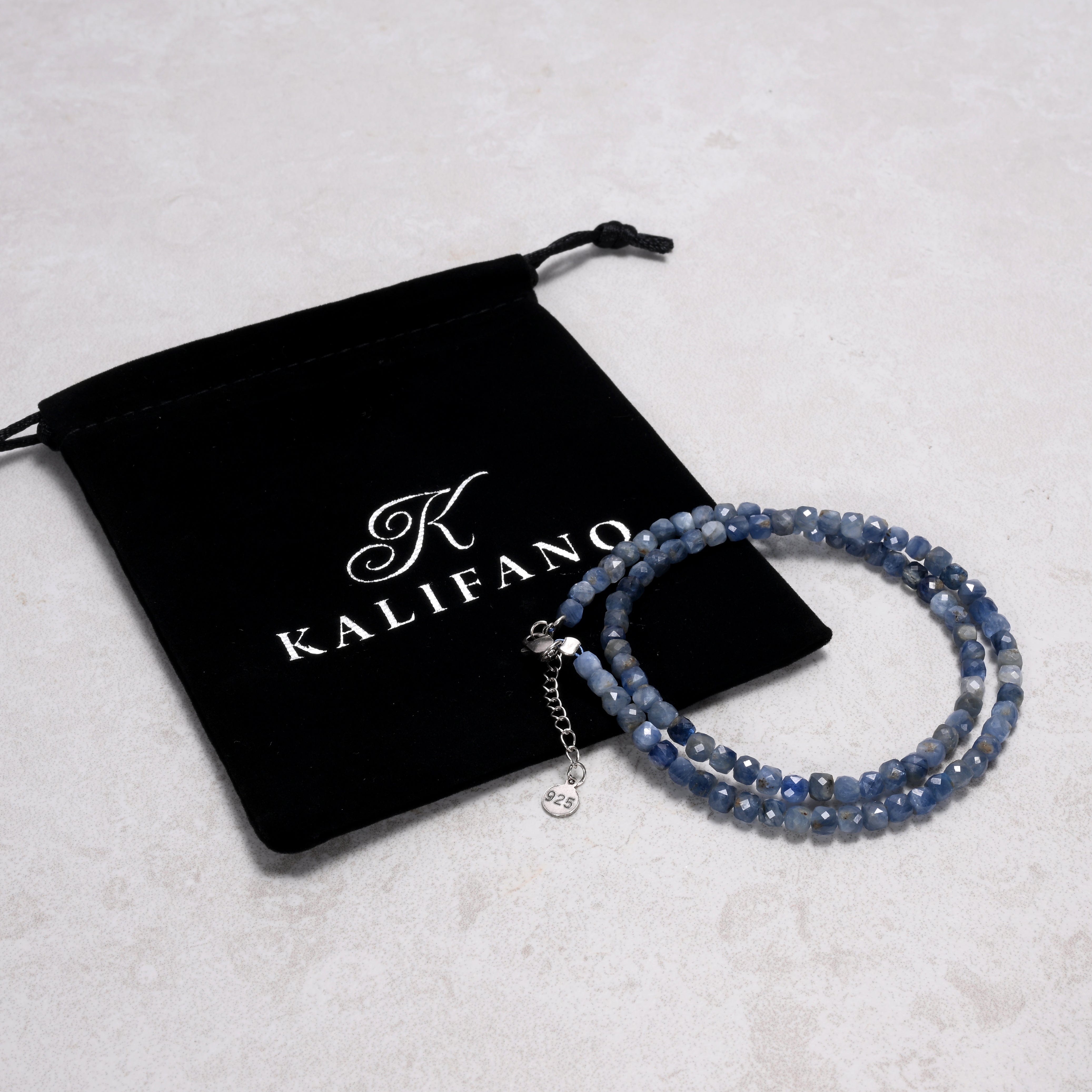KALIFANO Gemstone Jewelry Kyanite 4mm Necklace With Sterling Silver Clasp - 16" N4-41S-KE