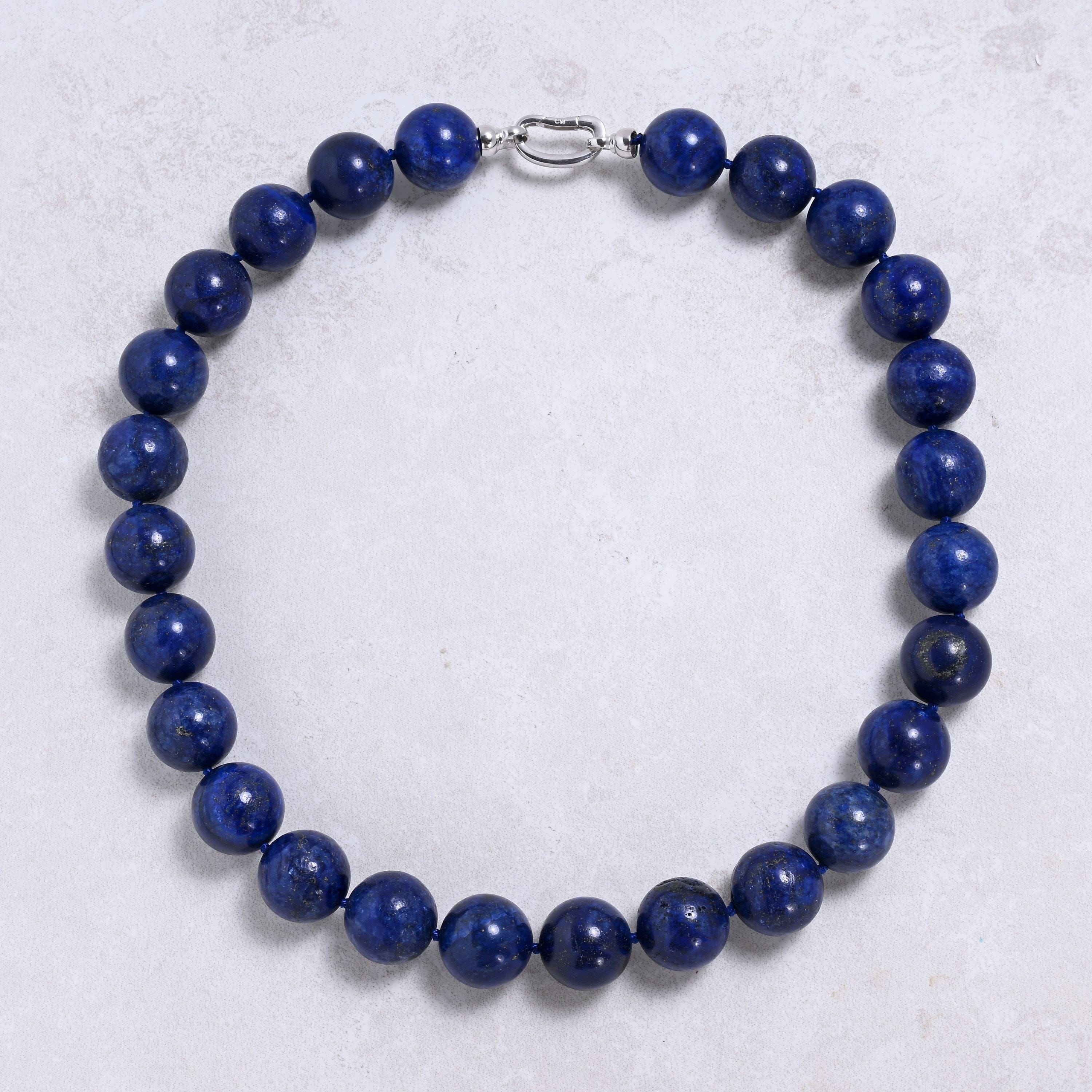 Kalifano Gemstone Jewelry Lapis 18mm Round Gemstone Necklace with Sterling Silver Clasp - 22" 9SN-LP