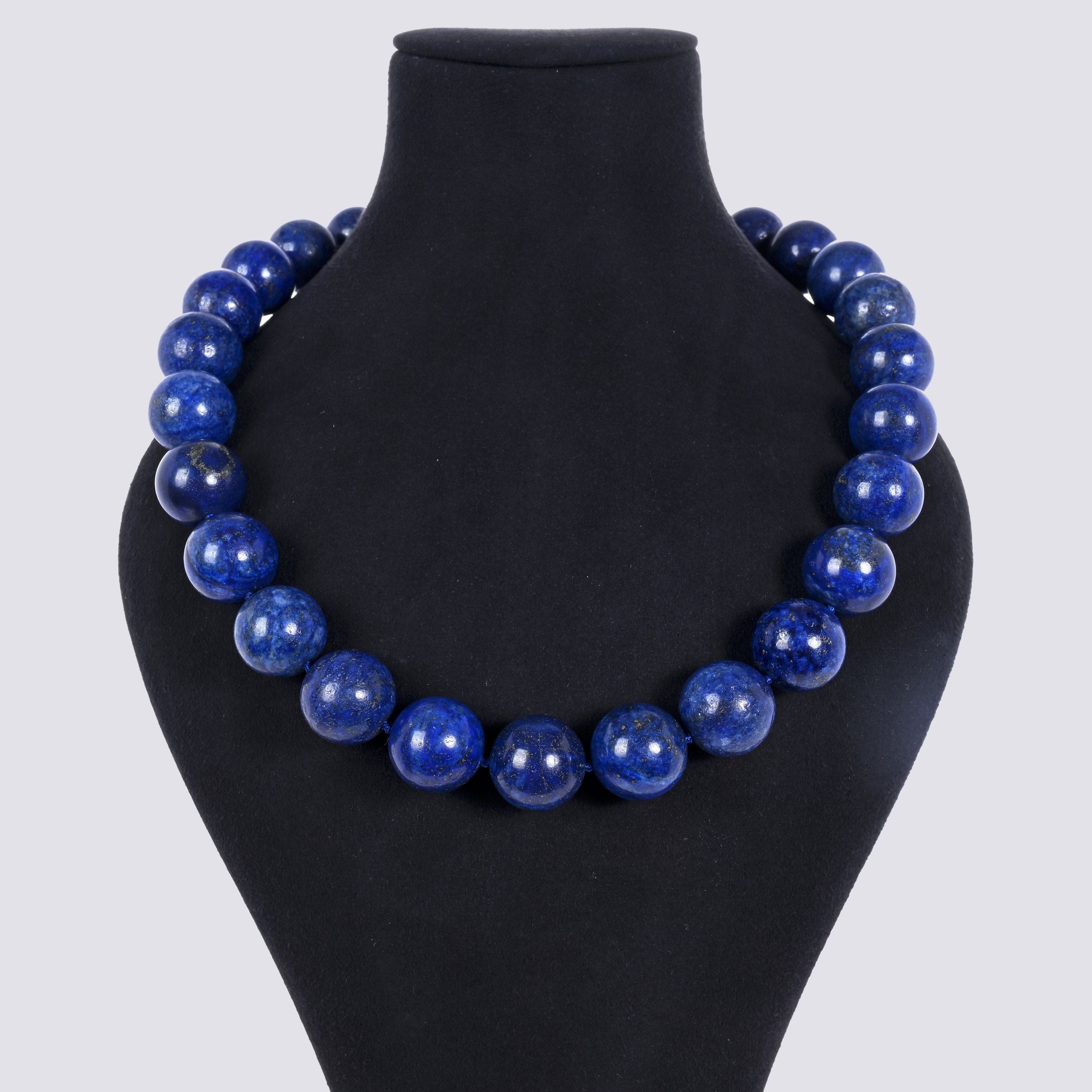 Kalifano Gemstone Jewelry Lapis 18mm Round Gemstone Necklace with Sterling Silver Clasp - 22" 9SN-LP