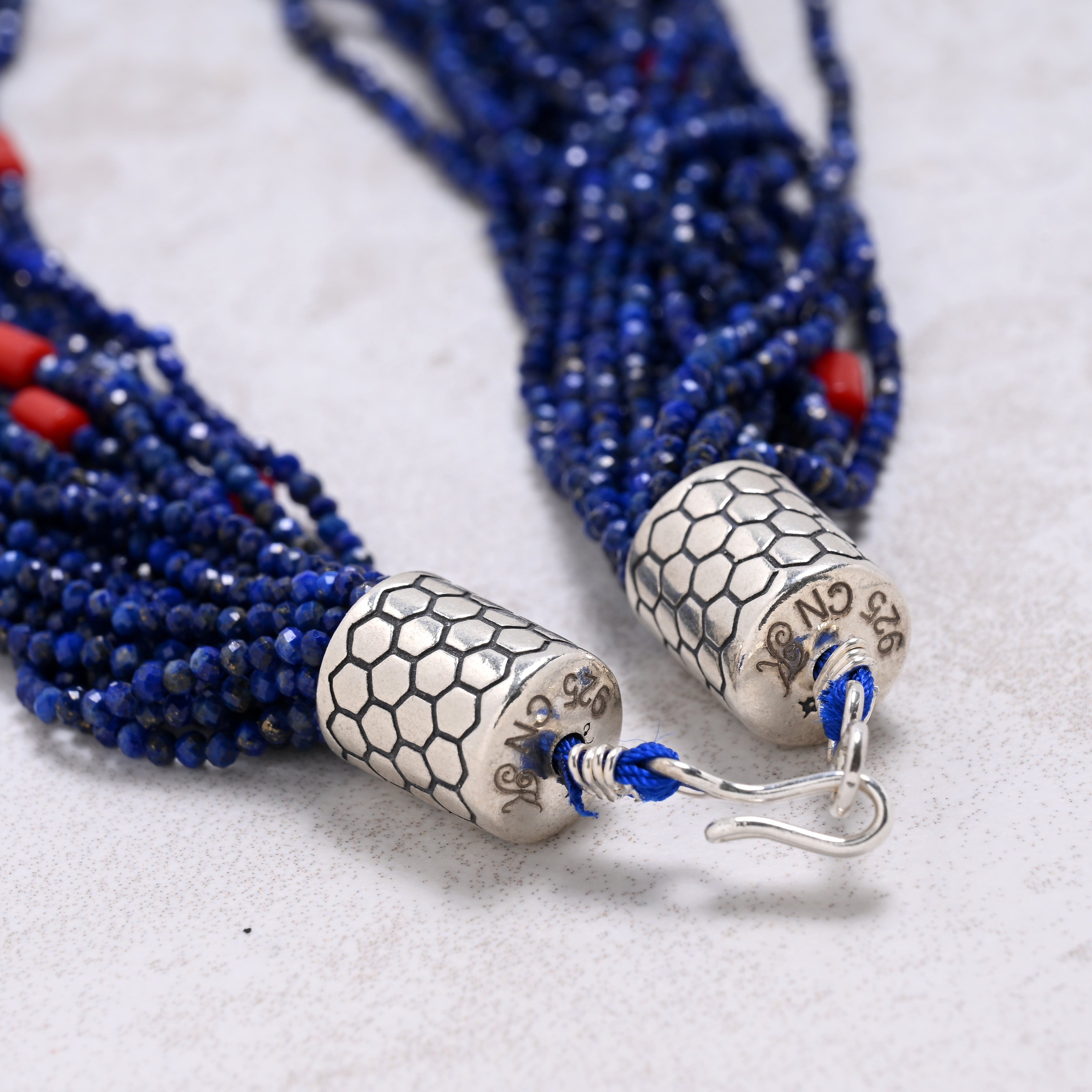 KALIFANO Gemstone Jewelry Lapis 2mm Necklace With Sterling Silver Clasp - 21.5" CCN20-LP
