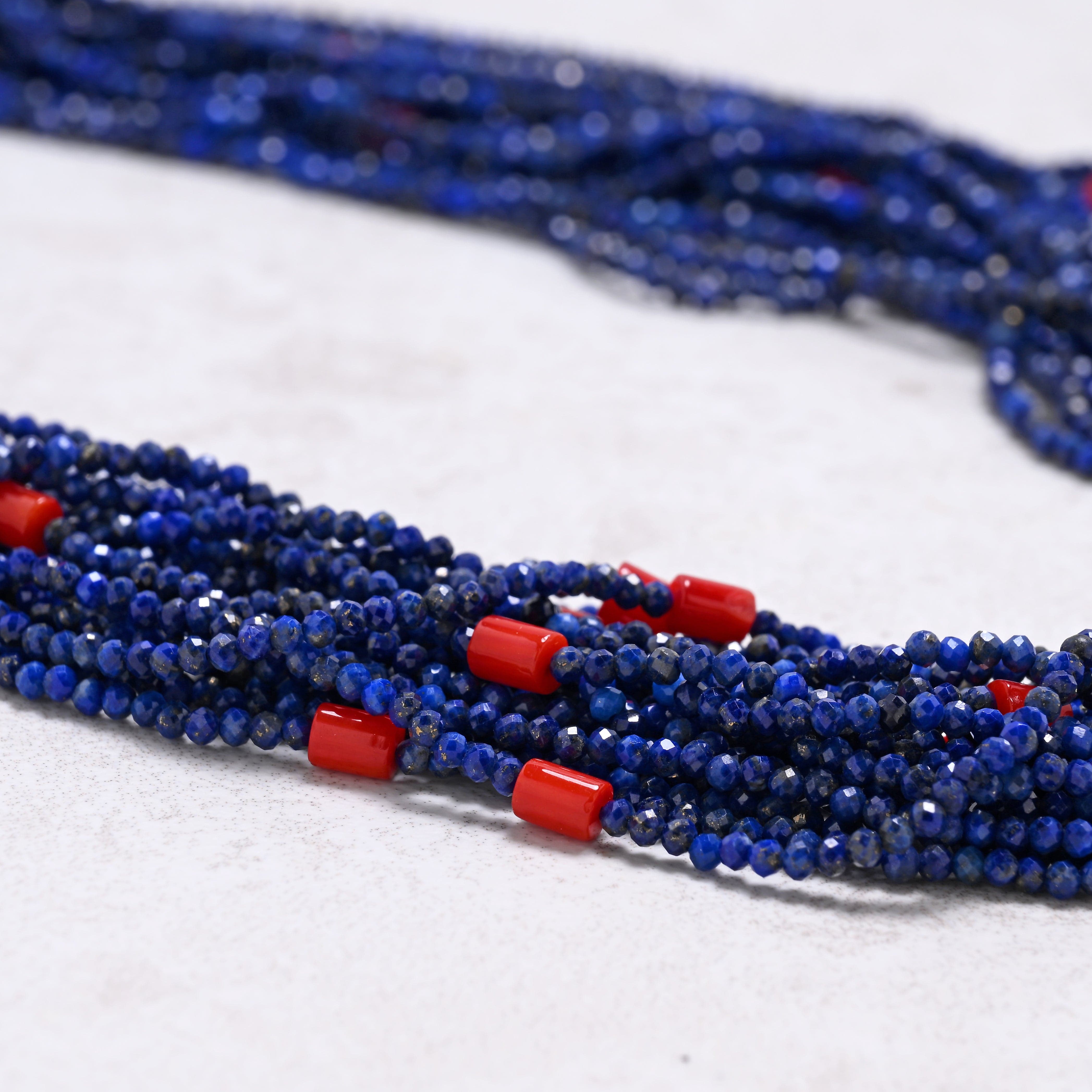 KALIFANO Gemstone Jewelry Lapis 2mm Necklace With Sterling Silver Clasp - 21.5" CCN20-LP