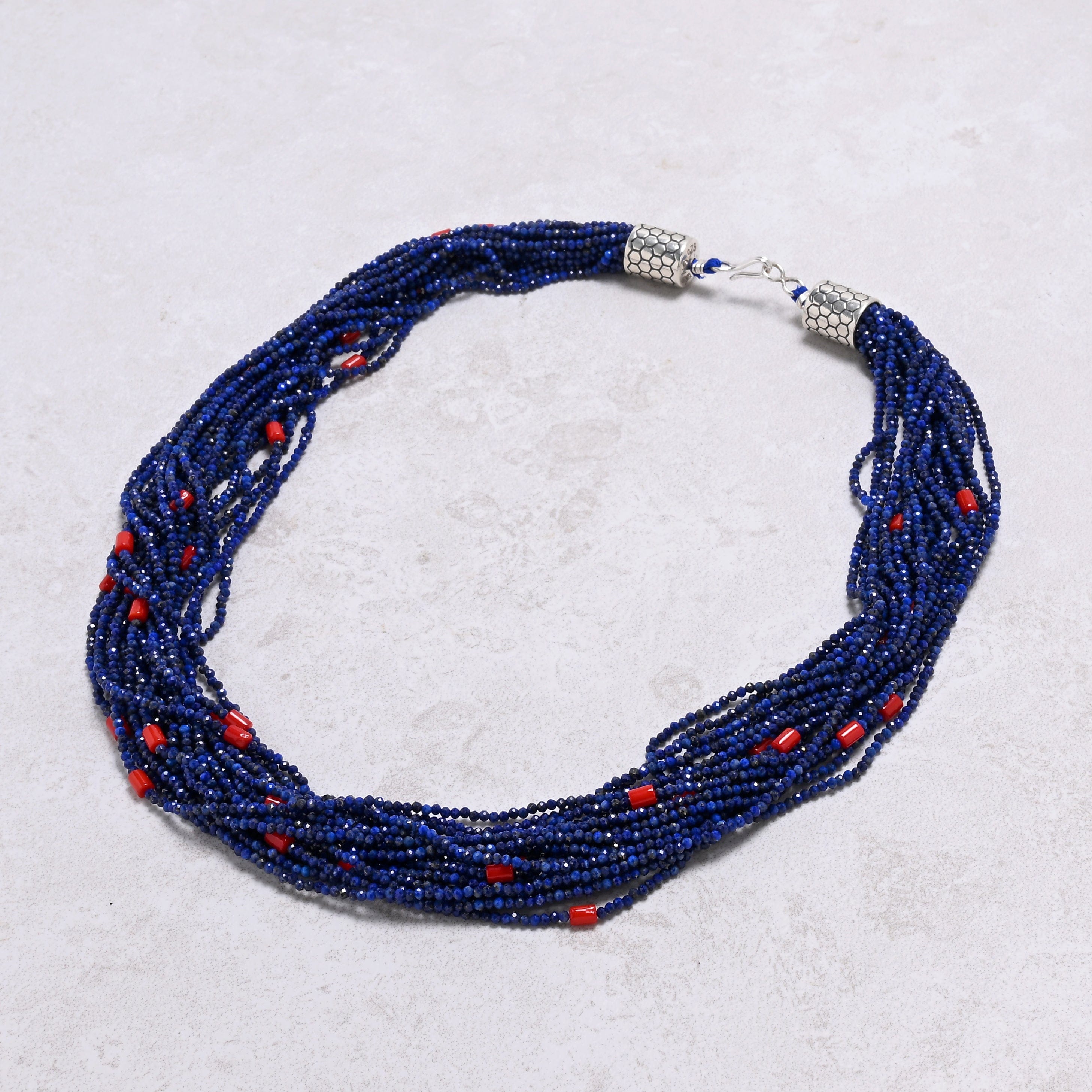 KALIFANO Gemstone Jewelry Lapis 2mm Necklace With Sterling Silver Clasp - 21.5" CCN20-LP