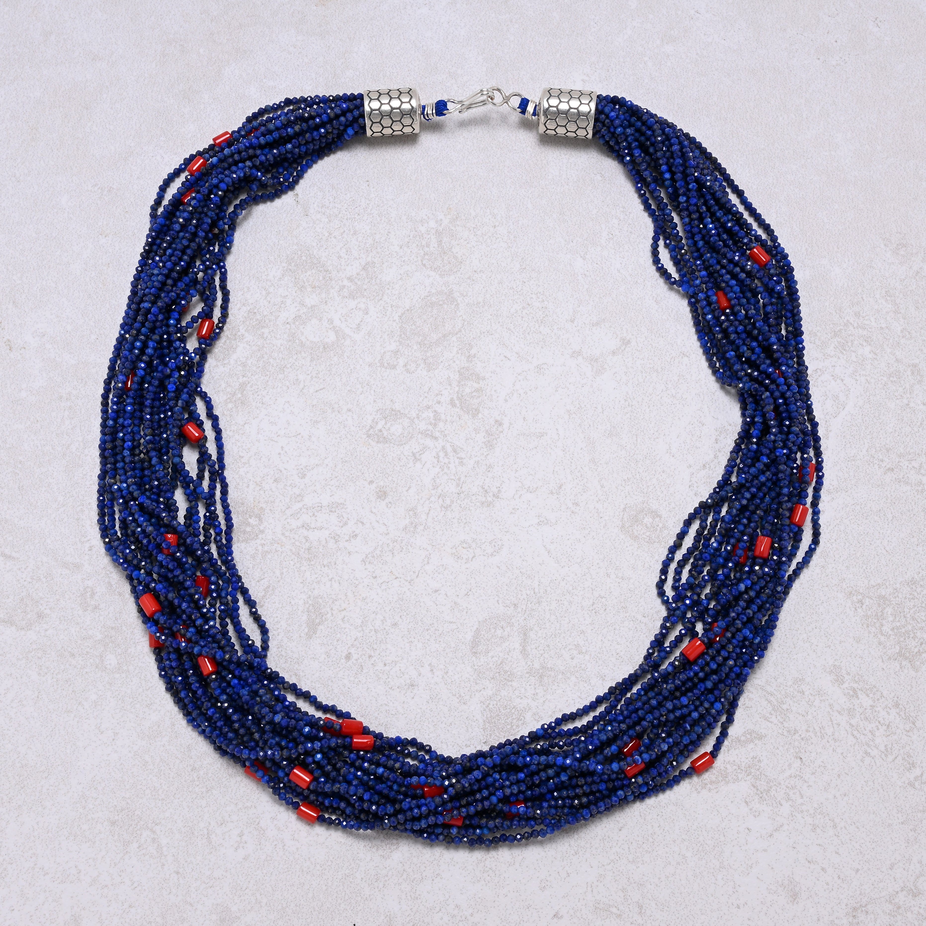 KALIFANO Gemstone Jewelry Lapis 2mm Necklace With Sterling Silver Clasp - 21.5" CCN20-LP