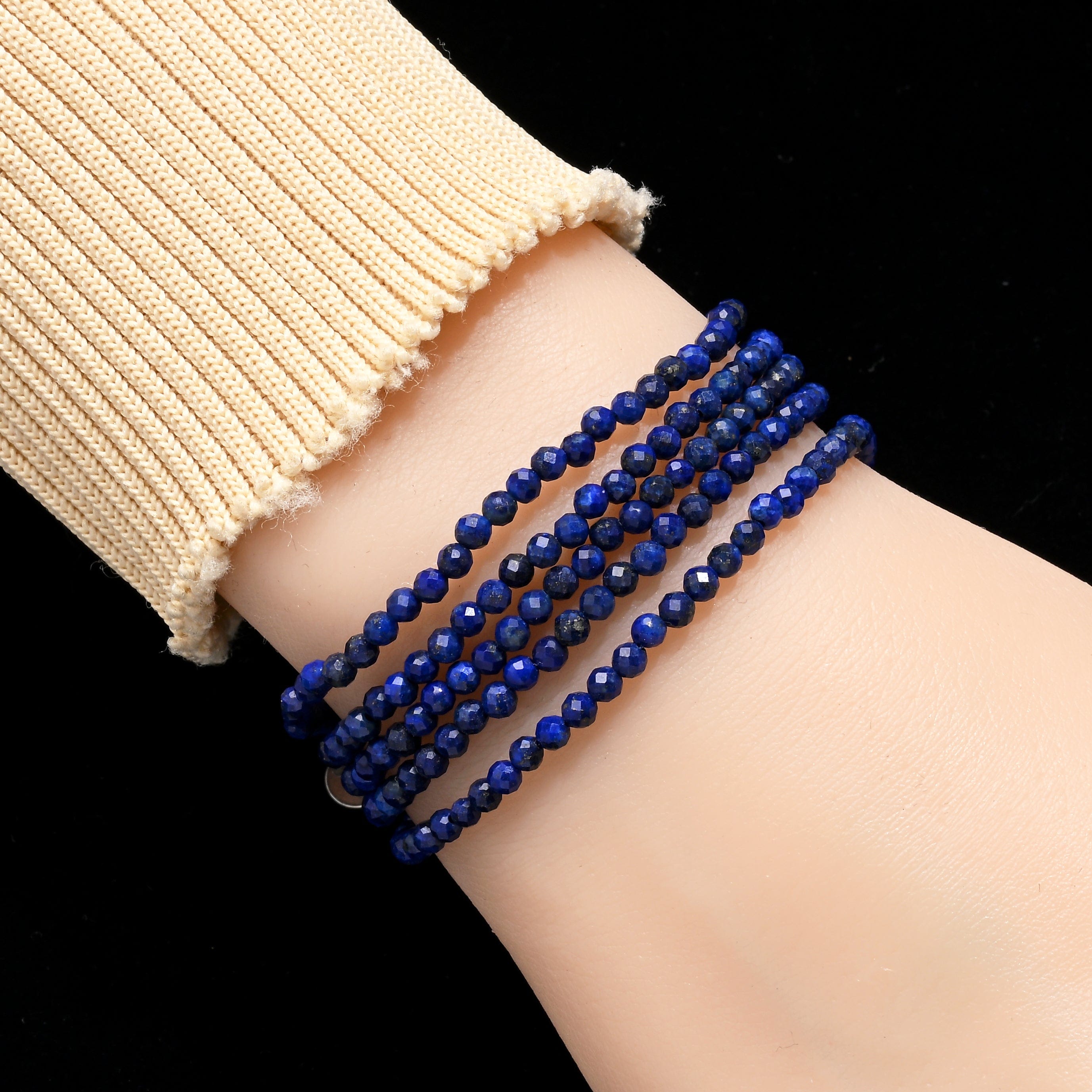 KALIFANO Gemstone Jewelry Lapis 3mm Necklace With Sterling Silver Clasp - 31" N3-79S-LP
