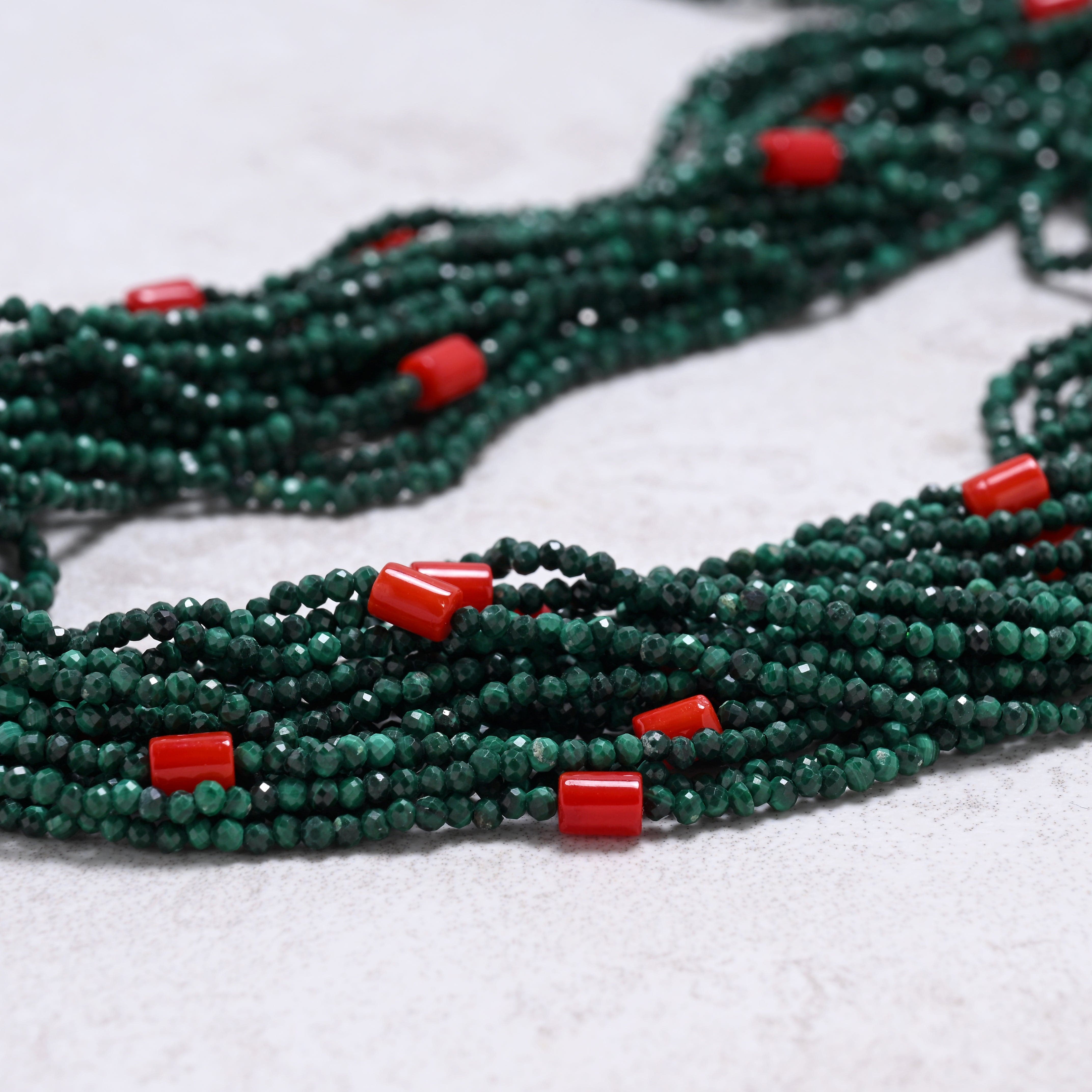KALIFANO Gemstone Jewelry Malachite 2mm Necklace With Sterling Silver Clasp - 21.5" CCN20-MA