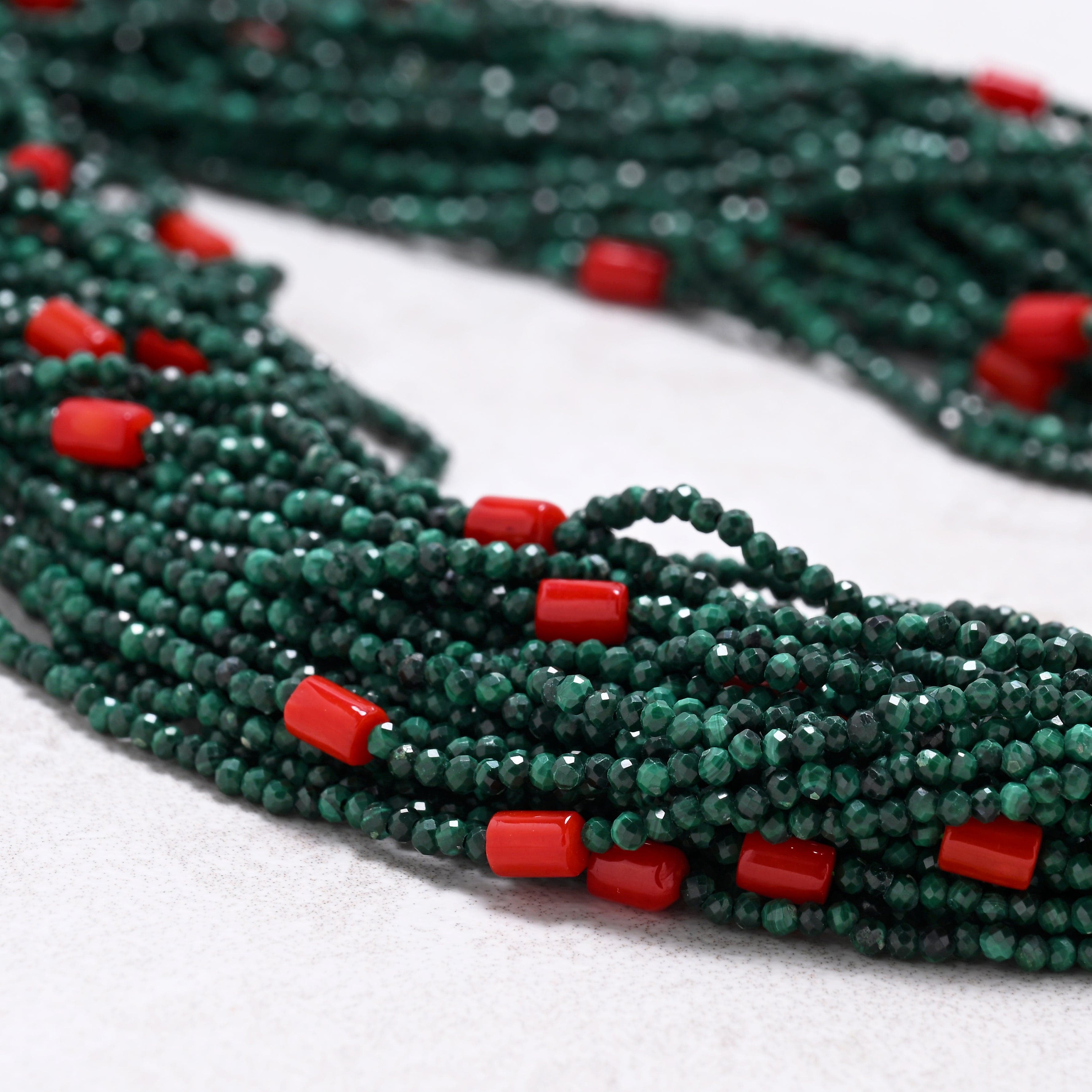 KALIFANO Gemstone Jewelry Malachite 2mm Necklace With Sterling Silver Clasp - 21.5" CCN40-MA