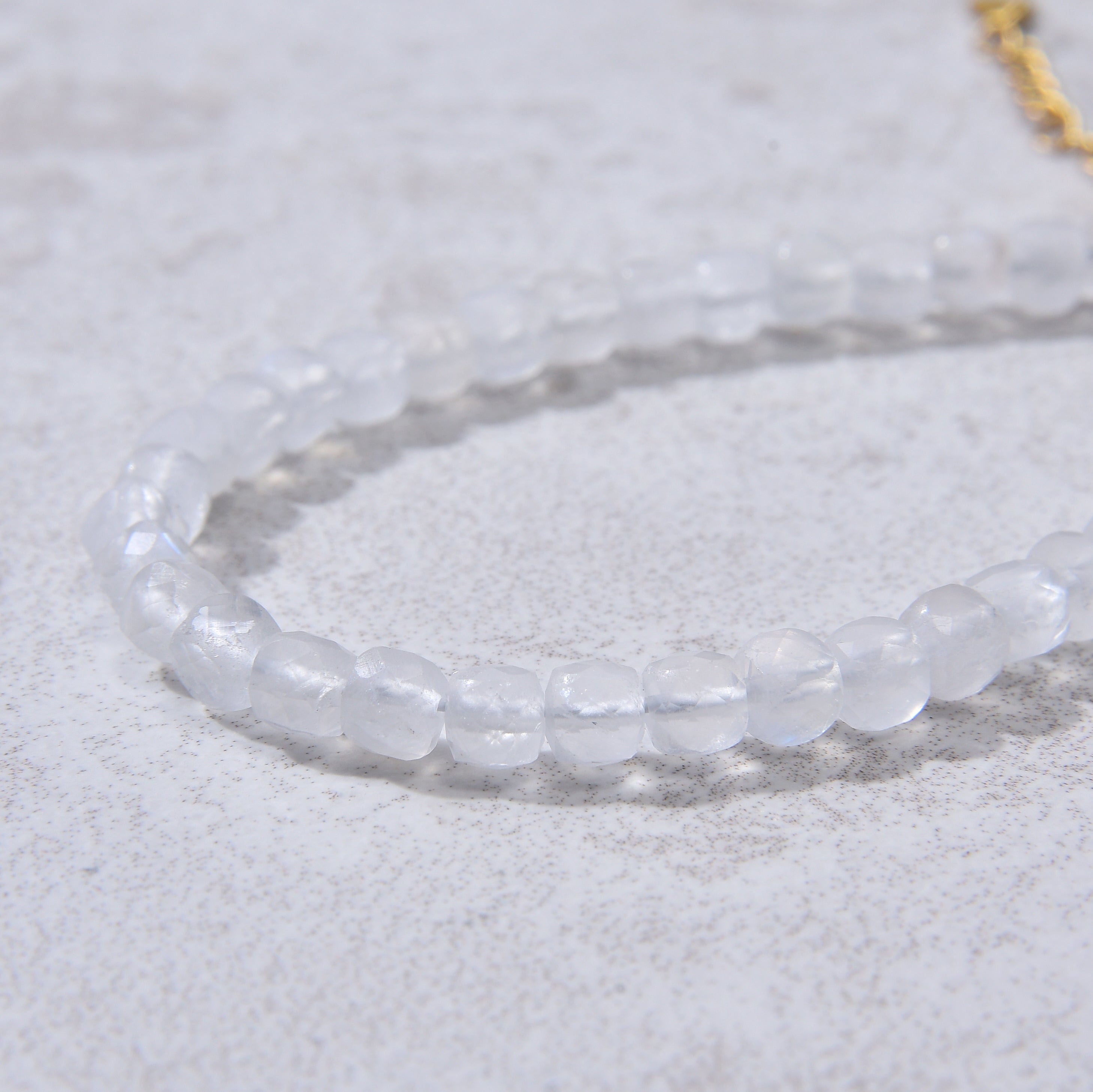 KALIFANO Gemstone Jewelry Moonstone Faceted 4mm Barrel Bracelet with Sterling Silver Extender B4-16G-MS