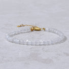 Moonstone Faceted 4mm Barrel Bracelet with Sterling Silver Extender