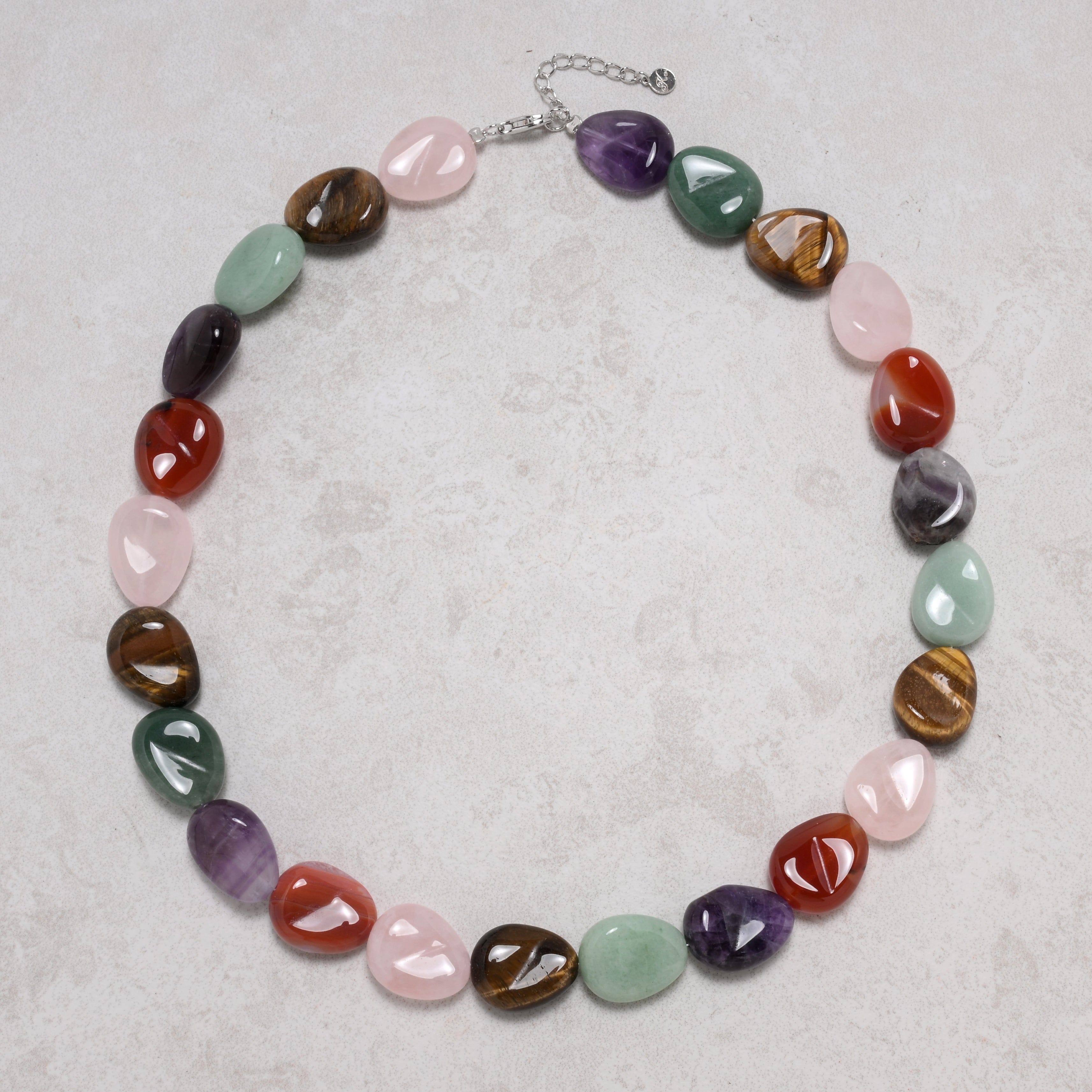 KALIFANO Gemstone Jewelry Multi Gem 18x22mm Necklace With Sterling Silver Clasp - 21.5" 925N-08-MT