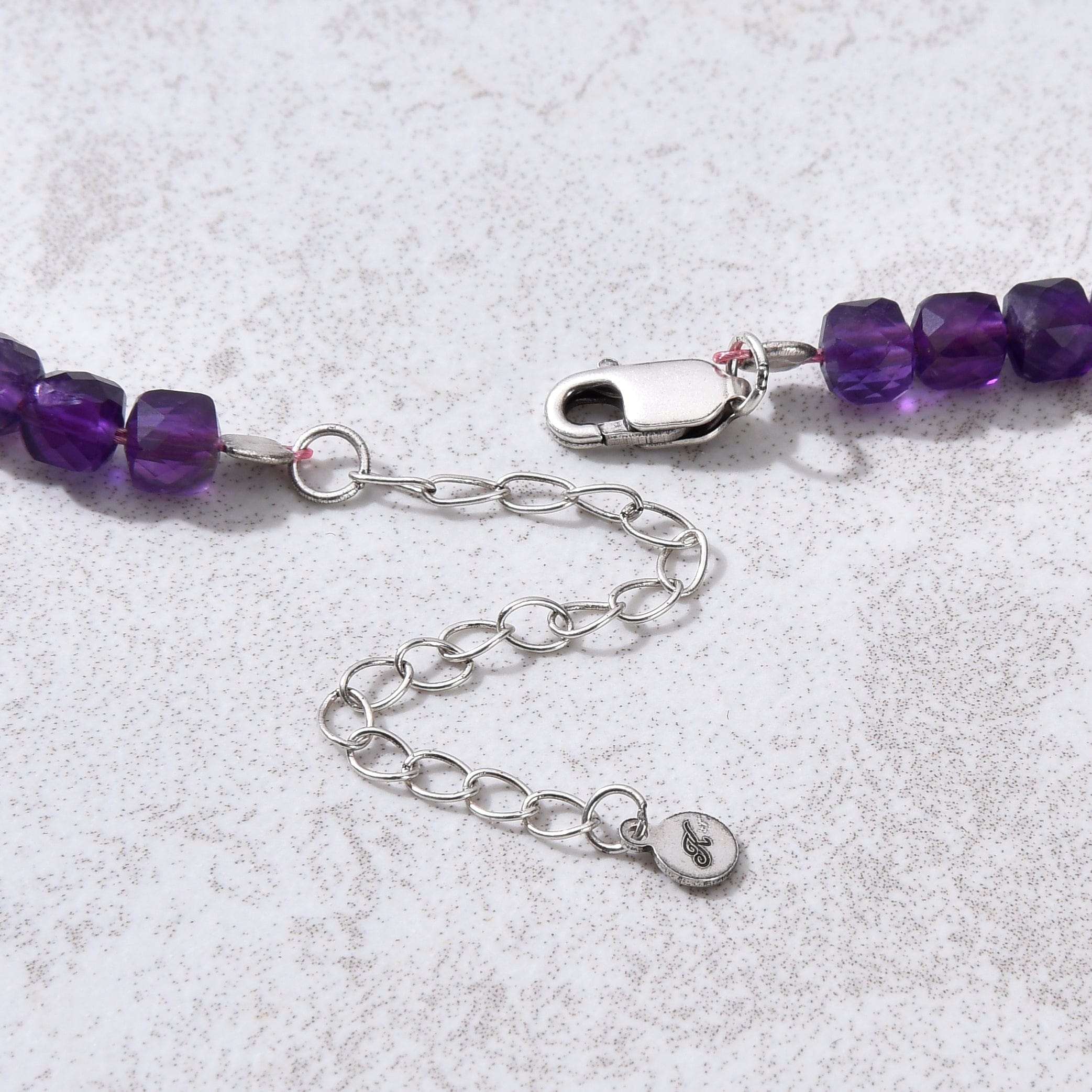 KALIFANO Gemstone Jewelry Natural Amethyst Faceted 4mm Barrel 16" Necklace with Sterling Silver Extender N4-41S-AM