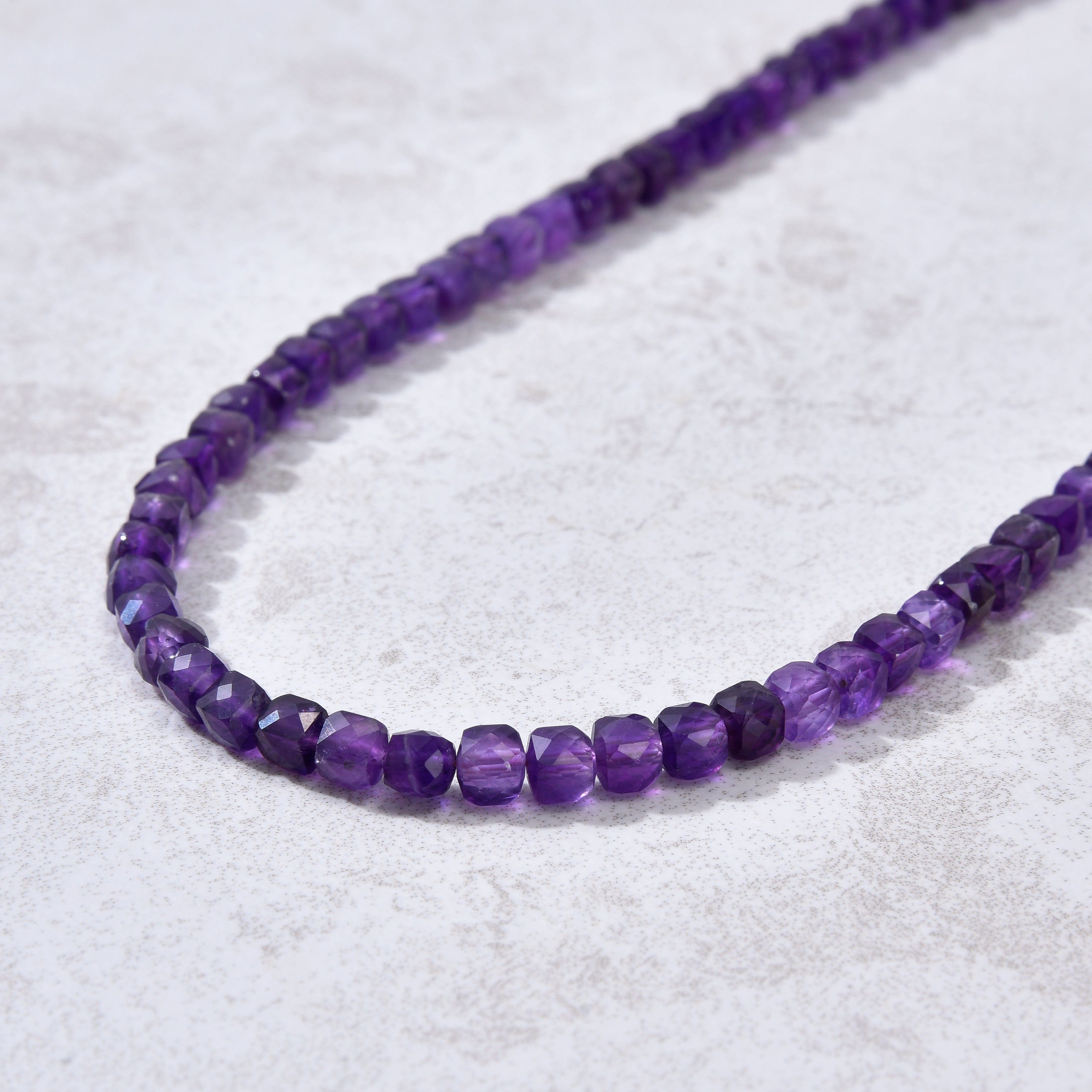 KALIFANO Gemstone Jewelry Natural Amethyst Faceted 4mm Barrel 16" Necklace with Sterling Silver Extender N4-41S-AM