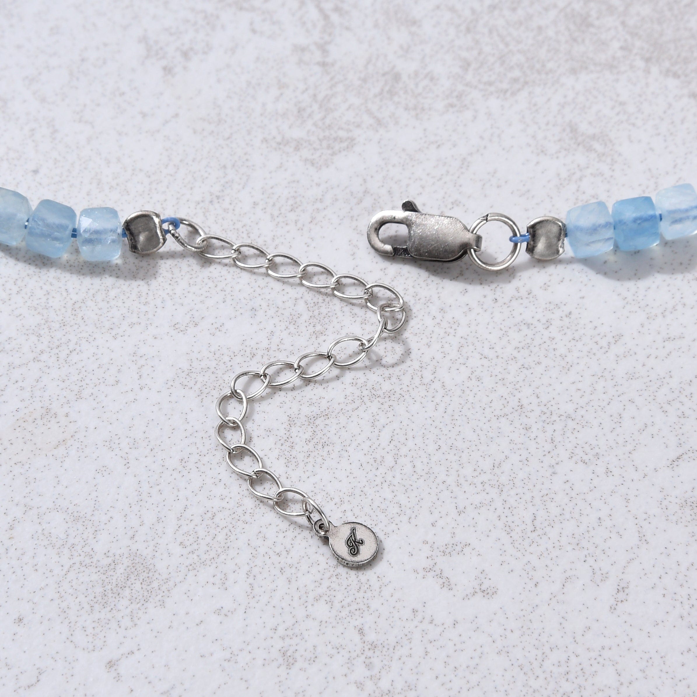KALIFANO Gemstone Jewelry Natural Aquamarine Faceted 4mm Barrel 16" Necklace with Sterling Silver Extender N4-41S-AQ