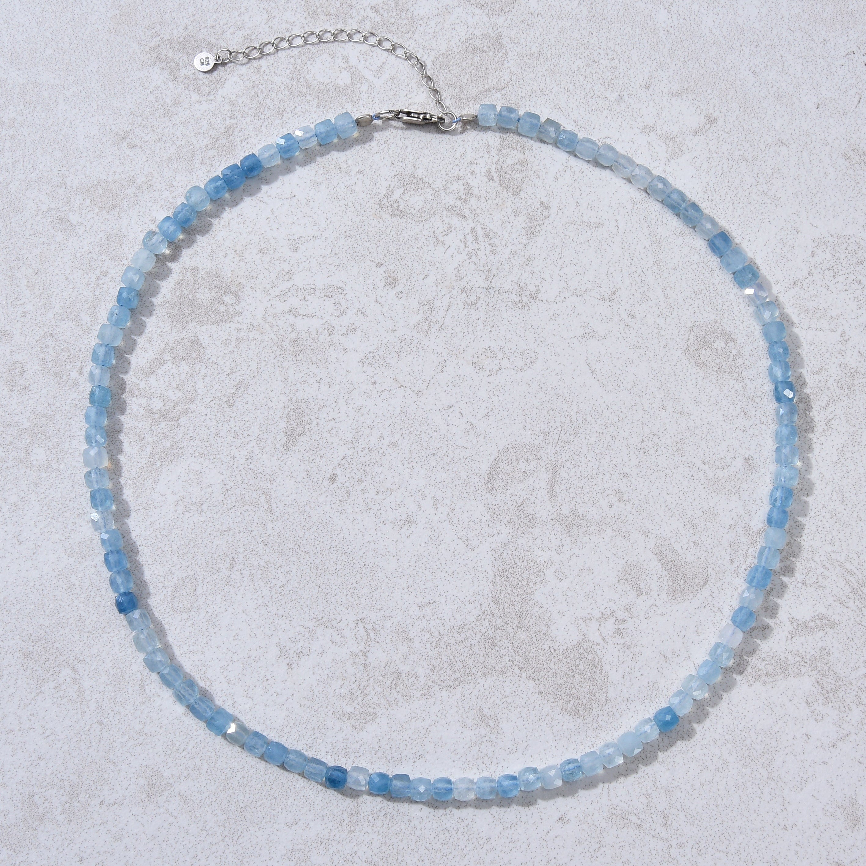 KALIFANO Gemstone Jewelry Natural Aquamarine Faceted 4mm Barrel 16" Necklace with Sterling Silver Extender N4-41S-AQ