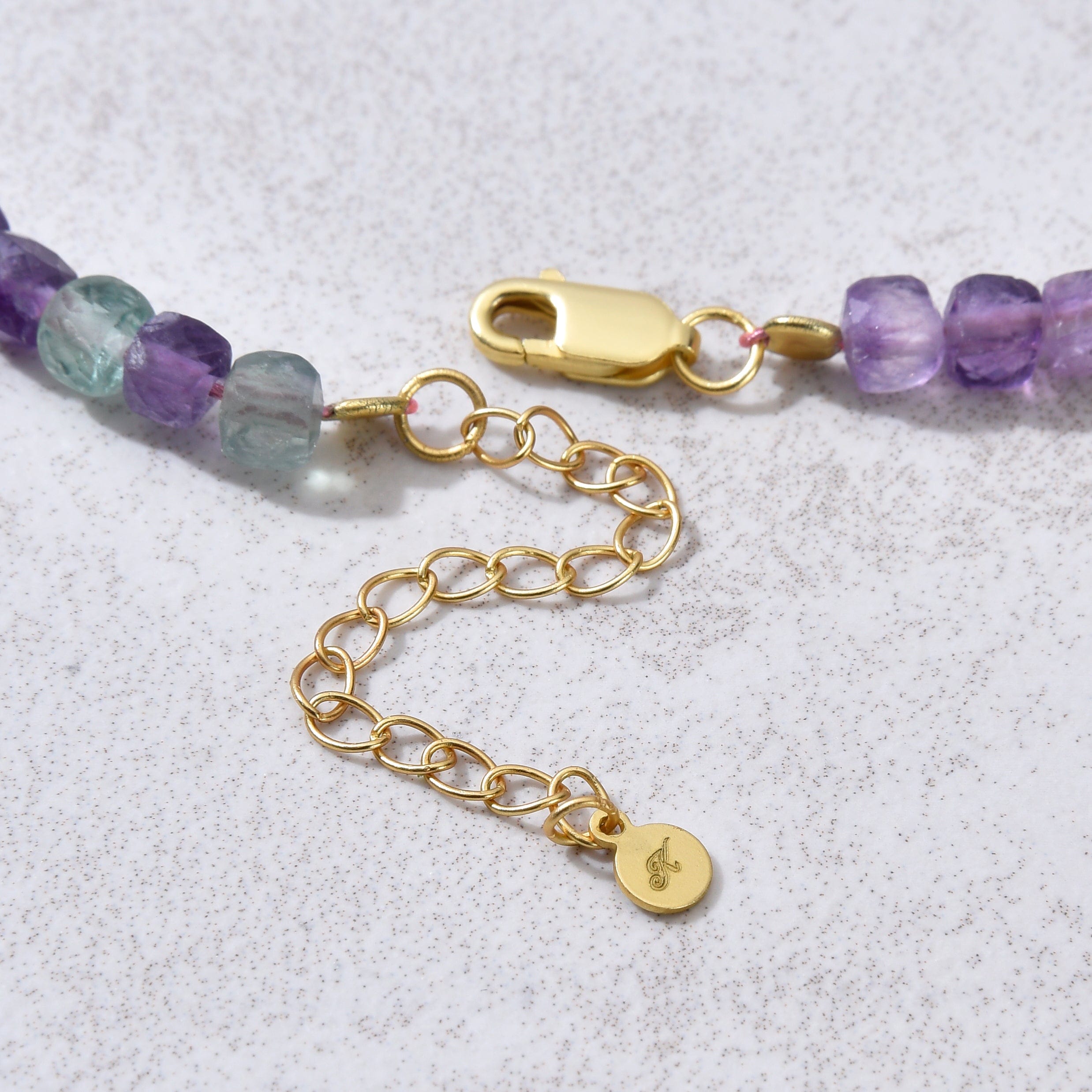 KALIFANO Gemstone Jewelry Natural Fluorite Faceted 4mm Barrel 16" Necklace with Sterling Silver Extender N4-41G-FL