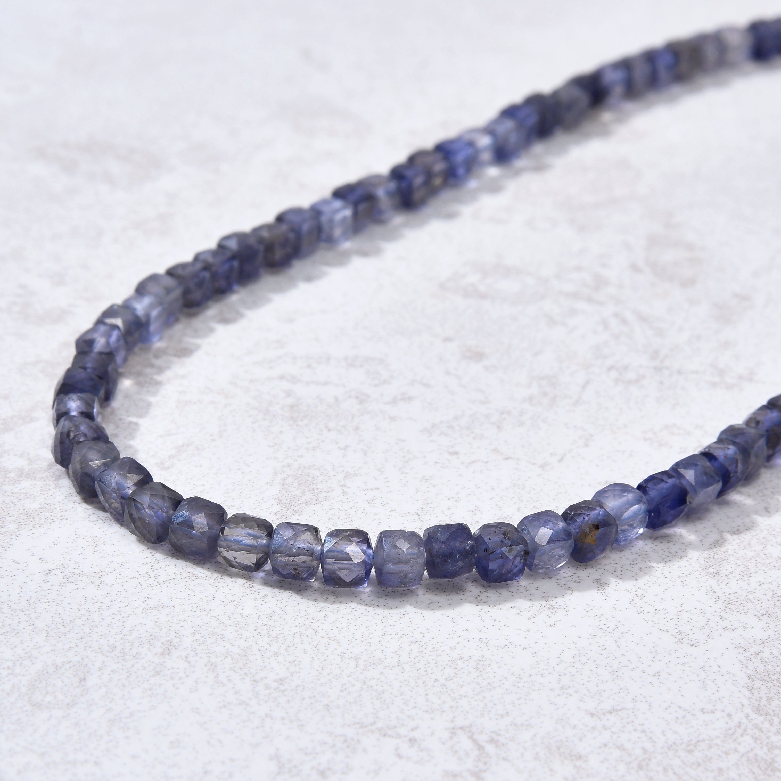 KALIFANO Gemstone Jewelry Natural Iolite Faceted 4mm Barrel 16" Necklace with Sterling Silver Extender N4-41G-IO